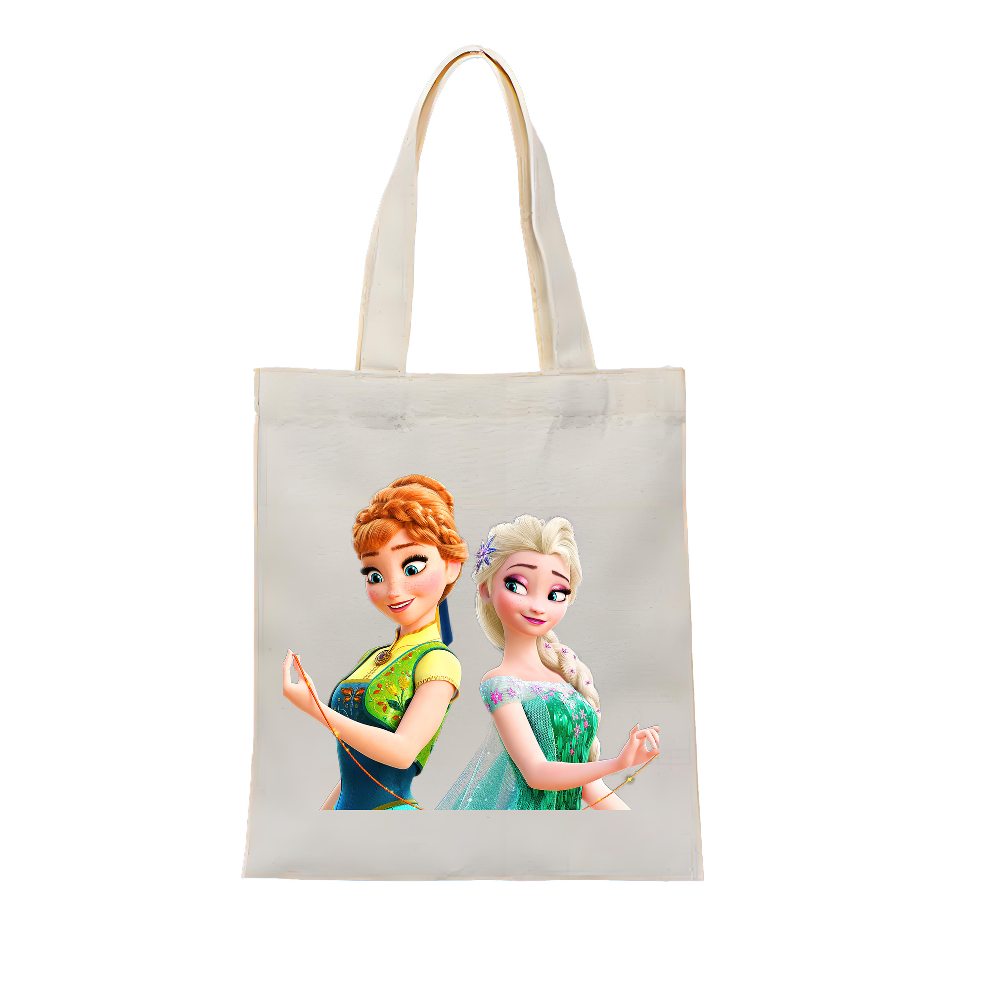 （画像用） アナと雪の女王 アンナ エルサ Frozen Anna Elsa 縦型キャンバス生地手提げバッグ　トートバッグ
