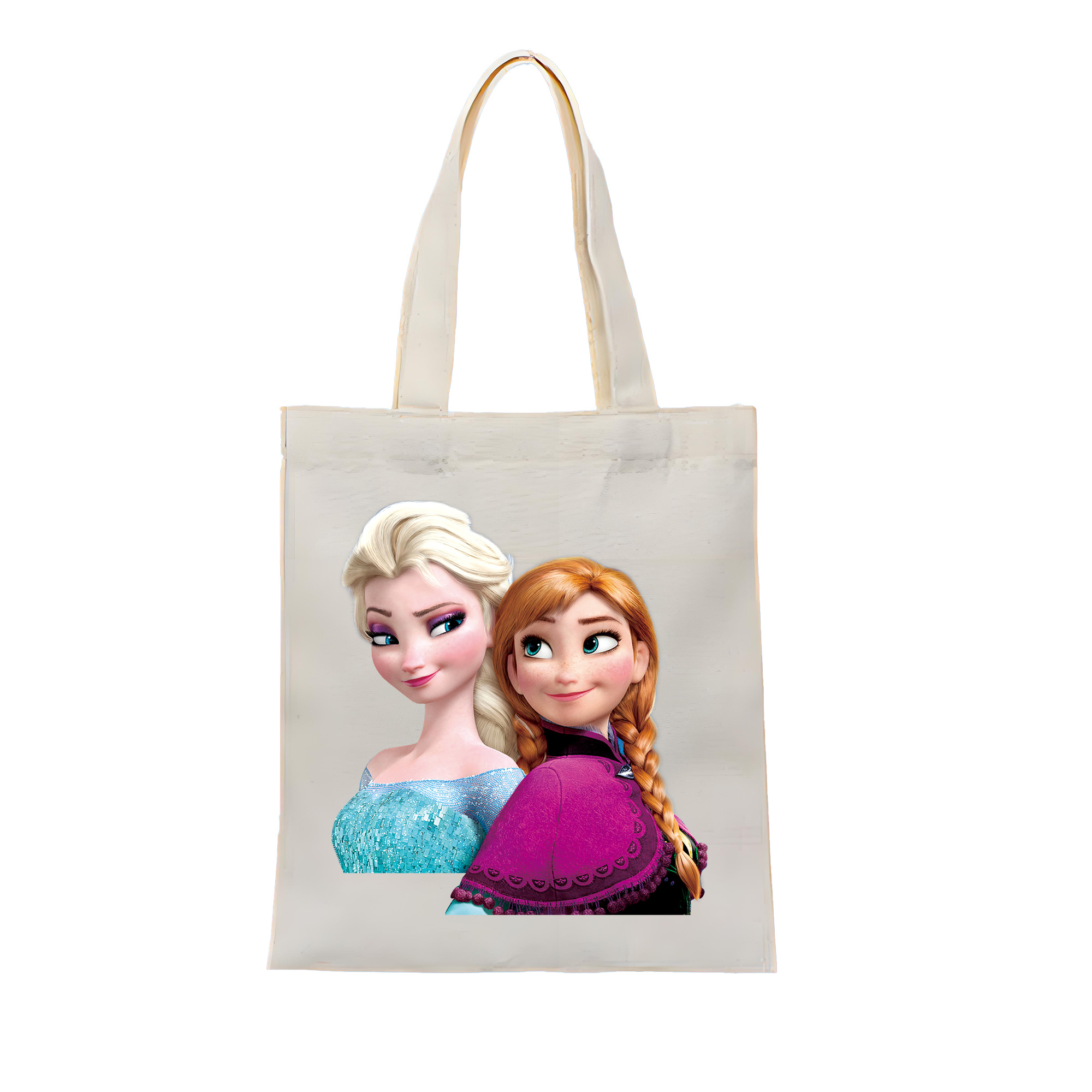 （画像用） アナと雪の女王 アンナ エルサ Frozen Anna Elsa 縦型キャンバス生地手提げバッグ　トートバッグ
