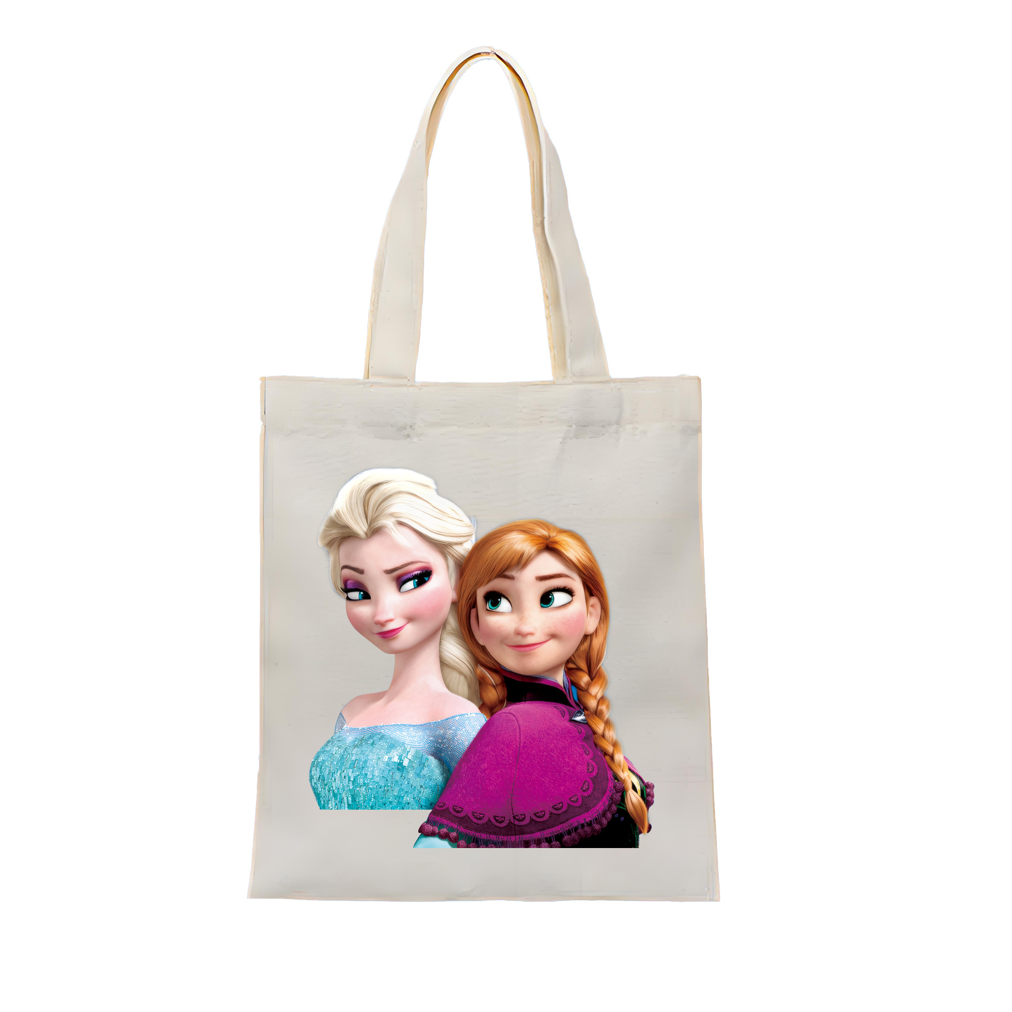 （画像用） アナと雪の女王 アンナ エルサ Frozen Anna Elsa 縦型キャンバス生地手提げバッグ　トートバッグ