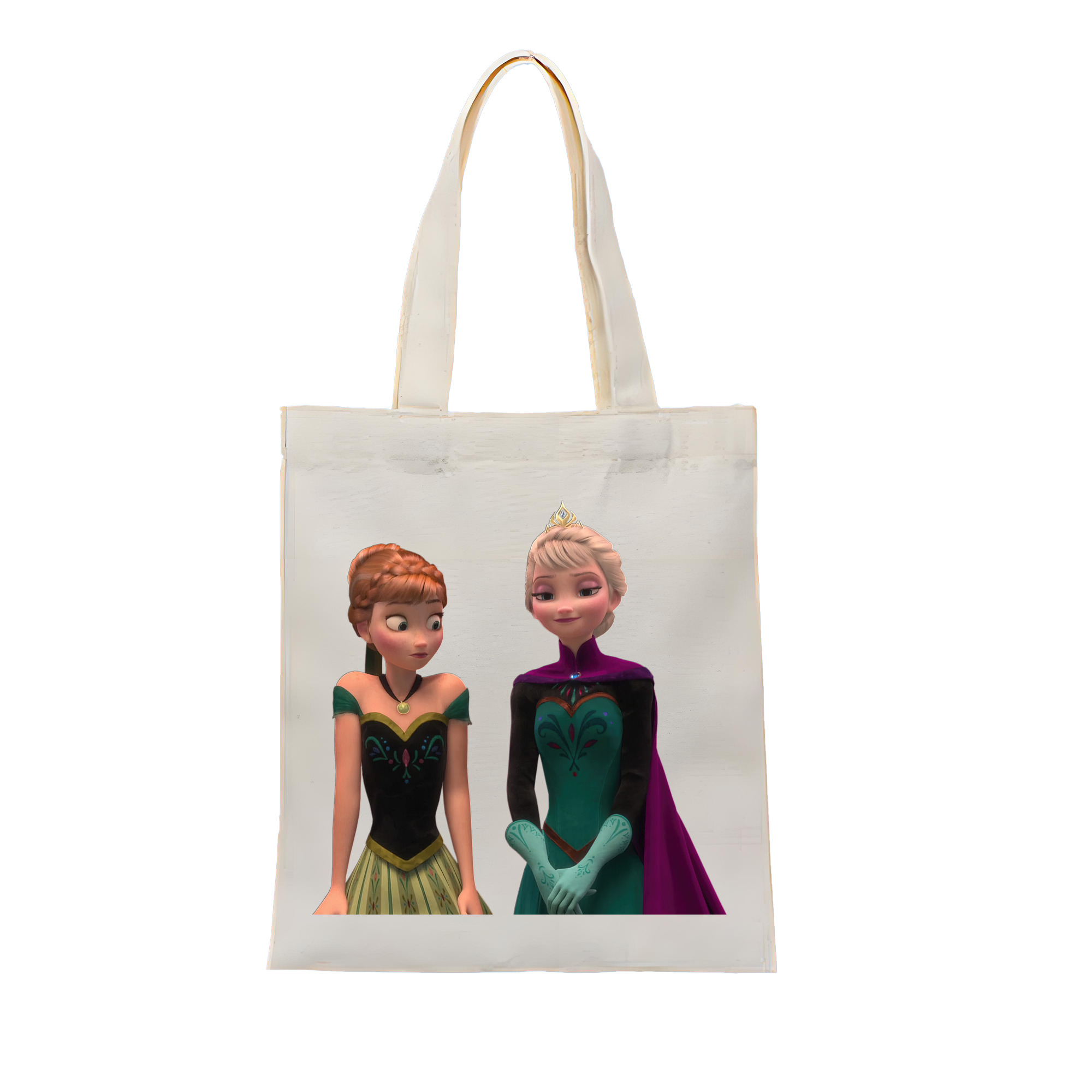 （画像用） アナと雪の女王 アンナ エルサ Frozen Anna Elsa 縦型キャンバス生地手提げバッグ　トートバッグ