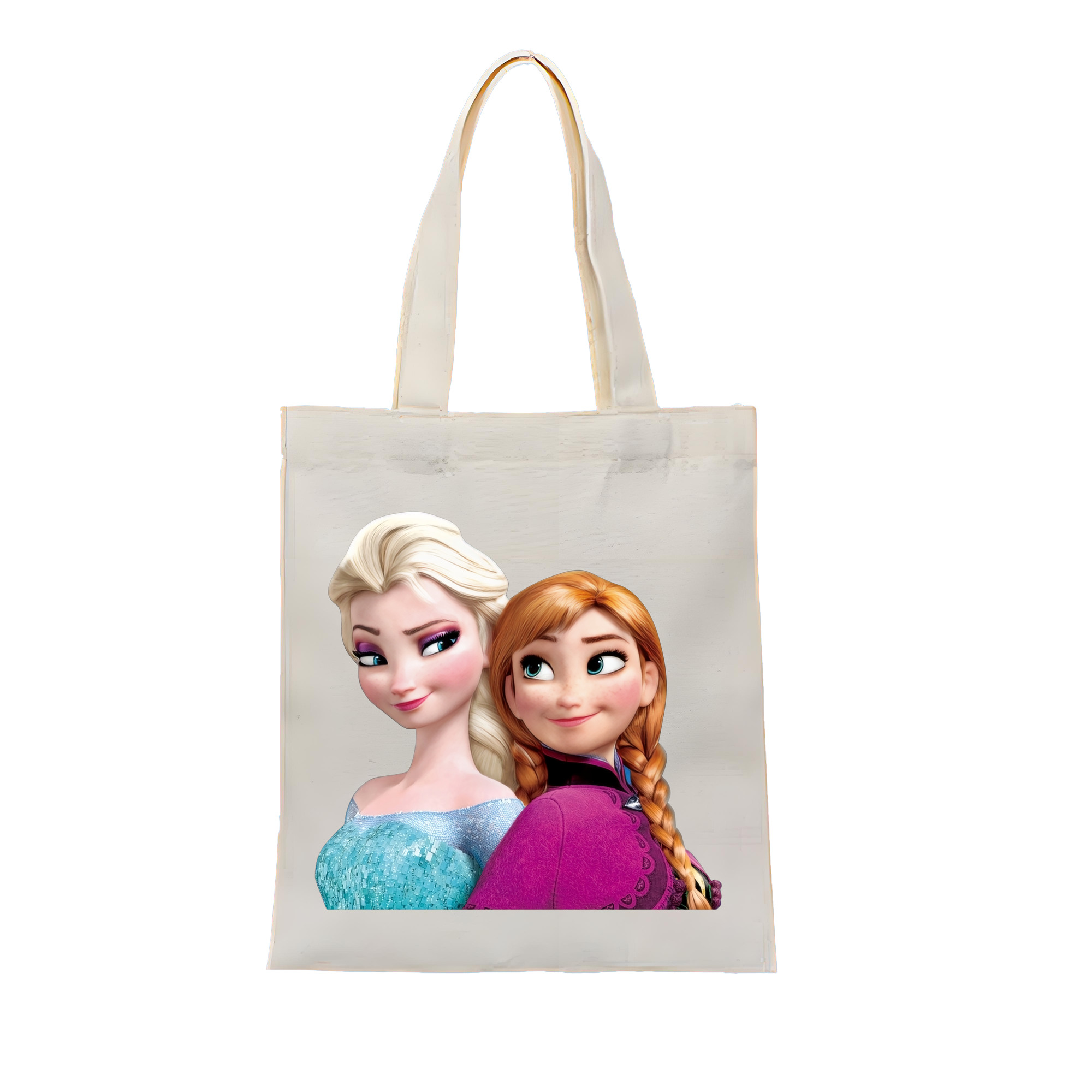 （画像用） アナと雪の女王 アンナ エルサ Frozen Anna Elsa 縦型キャンバス生地手提げバッグ　トートバッグ