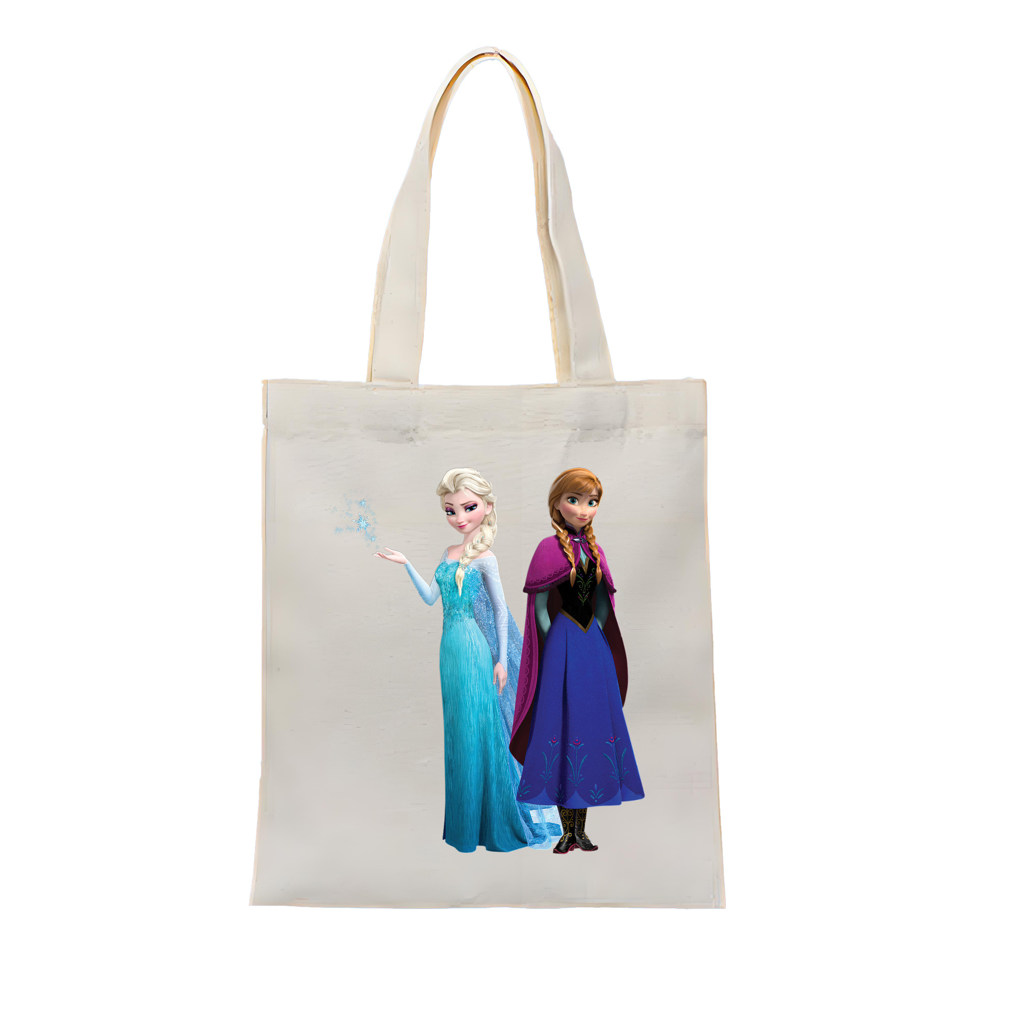 （画像用） アナと雪の女王 アンナ エルサ Frozen Anna Elsa 縦型キャンバス生地手提げバッグ　トートバッグ