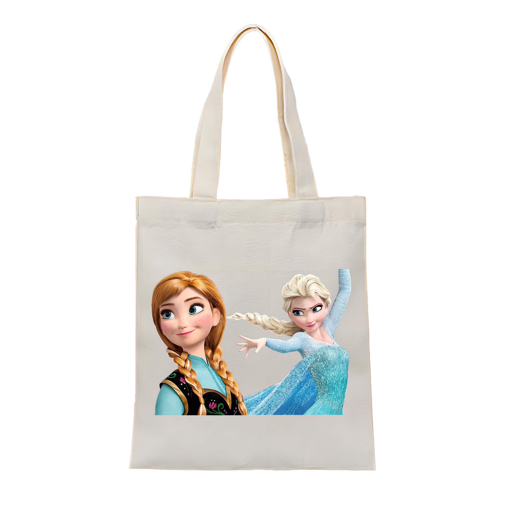 （画像用） アナと雪の女王 アンナ エルサ Frozen Anna Elsa 縦型キャンバス生地手提げバッグ　トートバッグ