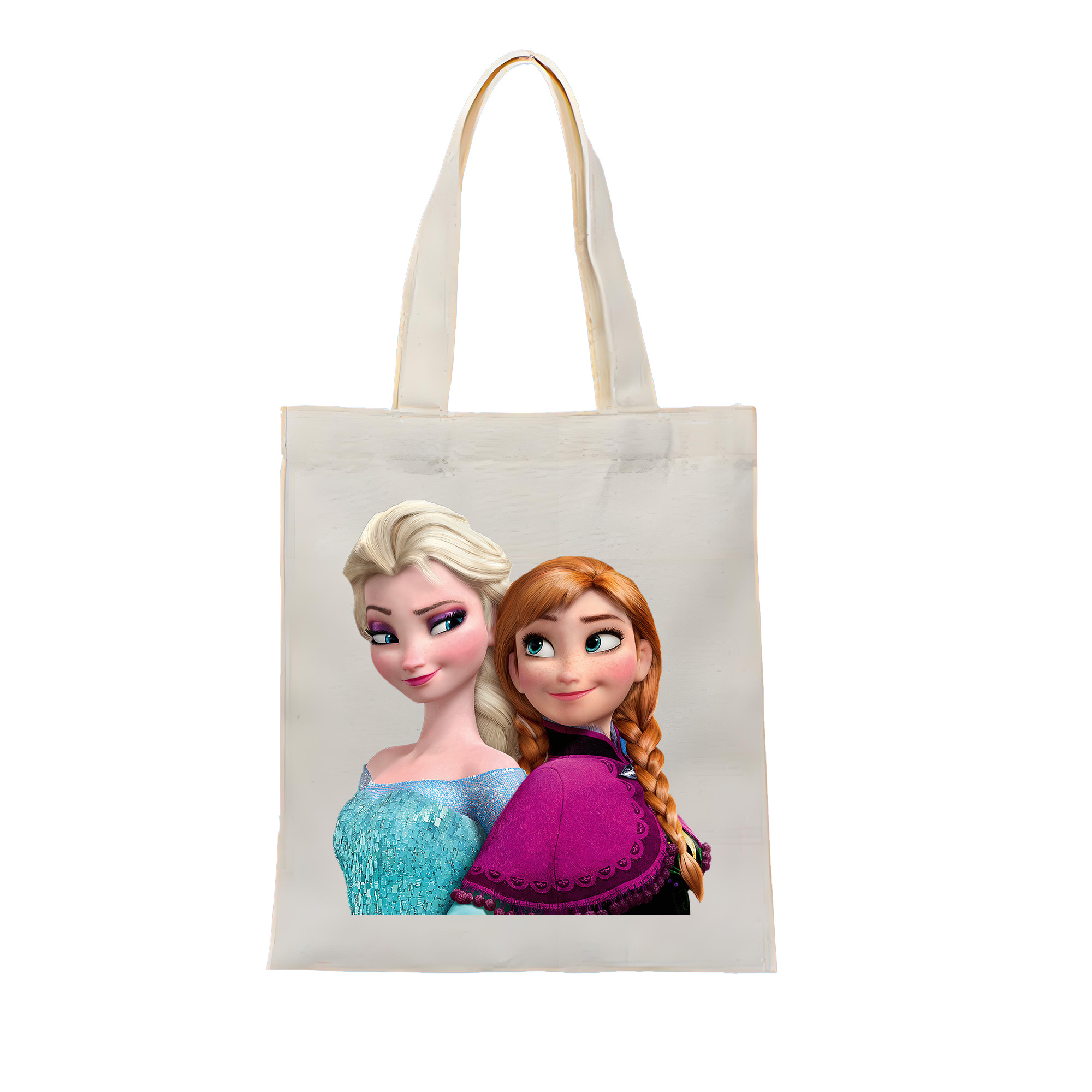 （画像用） アナと雪の女王 アンナ エルサ Frozen Anna Elsa 縦型キャンバス生地手提げバッグ　トートバッグ