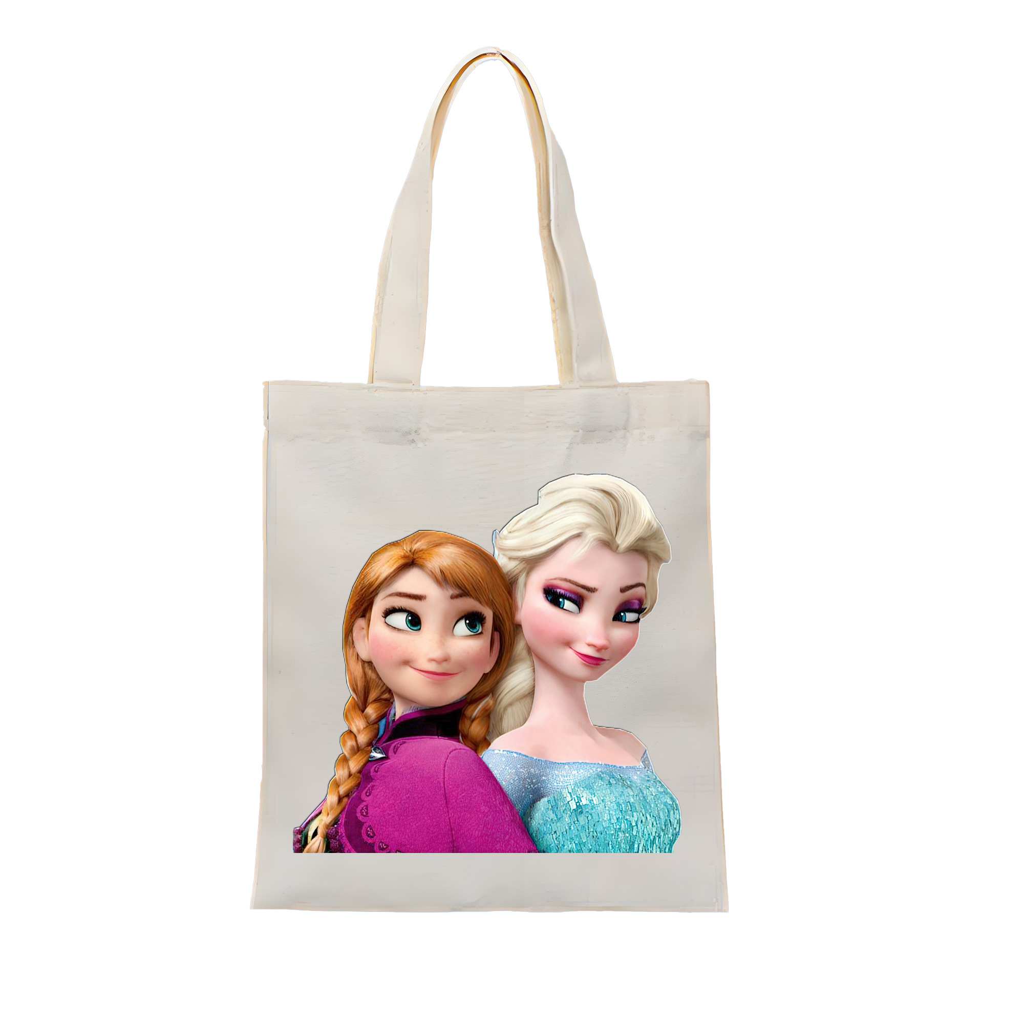 （画像用） アナと雪の女王 アンナ エルサ Frozen Anna Elsa 縦型キャンバス生地手提げバッグ　トートバッグ