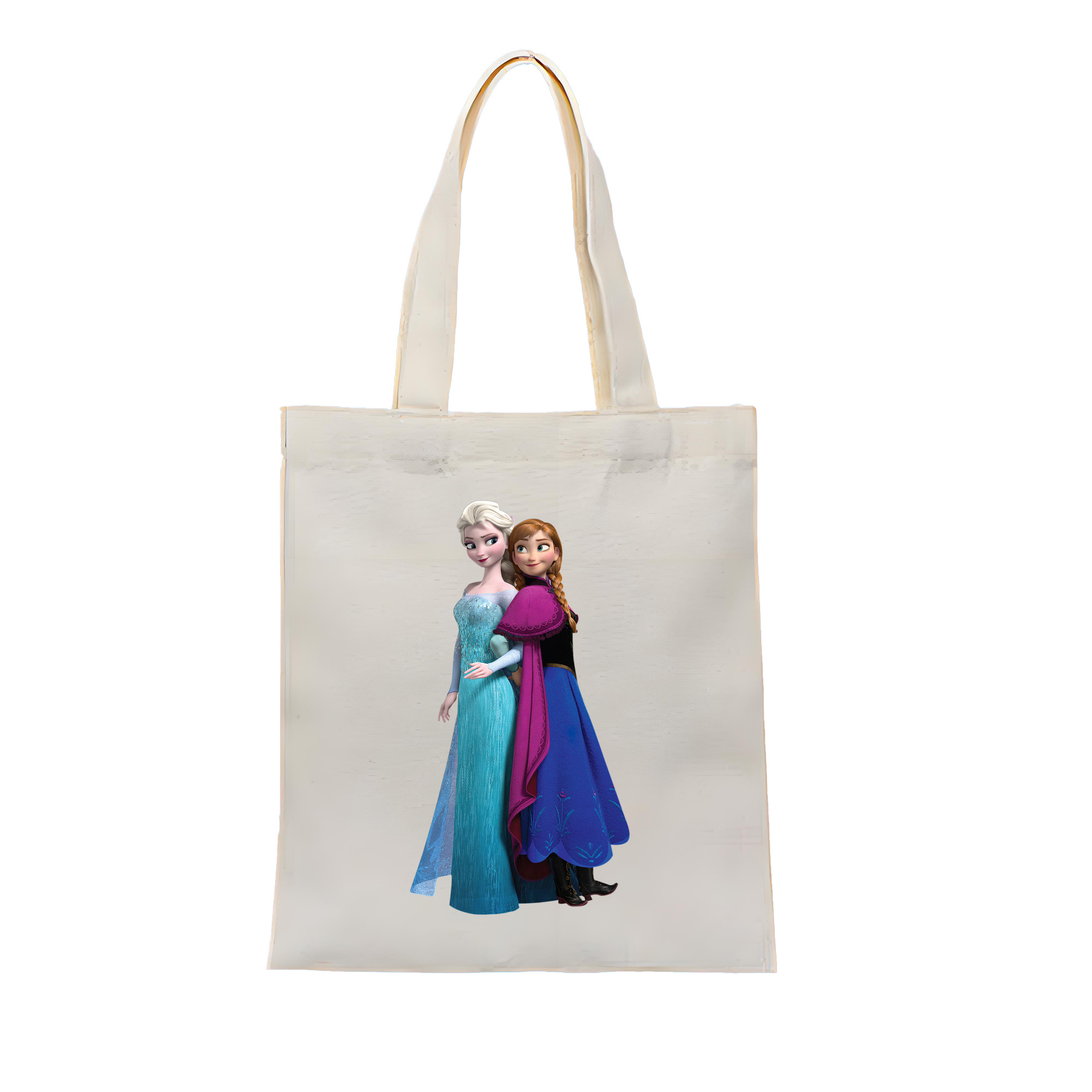 （画像用） アナと雪の女王 アンナ エルサ Frozen Anna Elsa 縦型キャンバス生地手提げバッグ　トートバッグ
