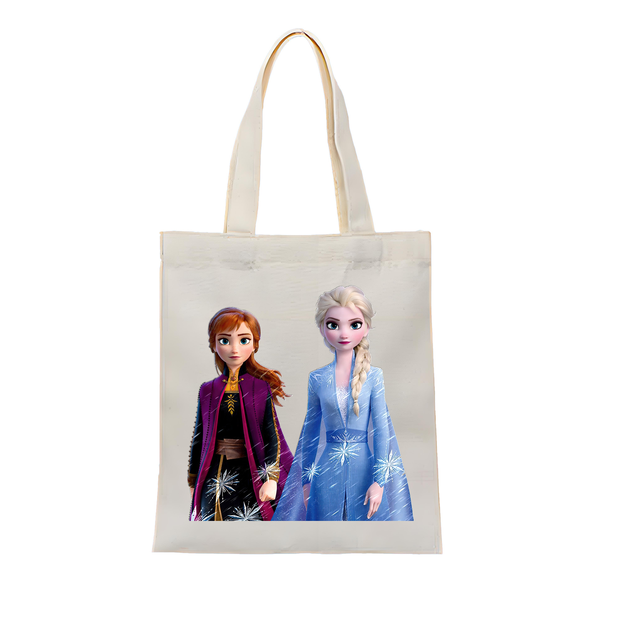 （画像用） アナと雪の女王 アンナ エルサ Frozen Anna Elsa 縦型キャンバス生地手提げバッグ　トートバッグ
