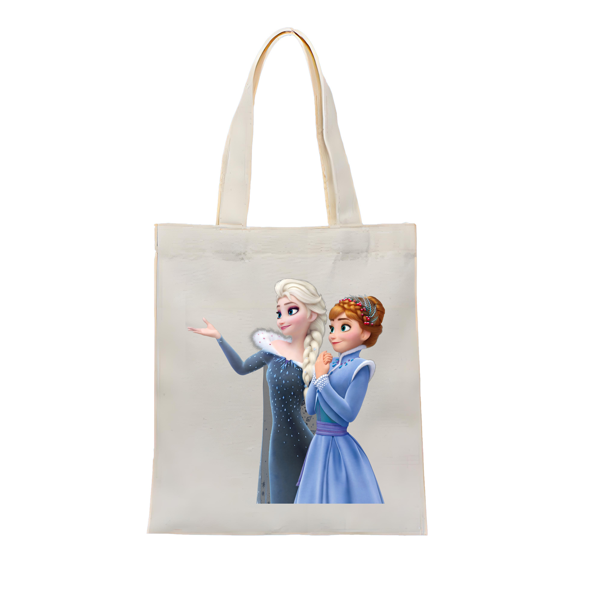 （画像用） アナと雪の女王 アンナ エルサ Frozen Anna Elsa 縦型キャンバス生地手提げバッグ　トートバッグ