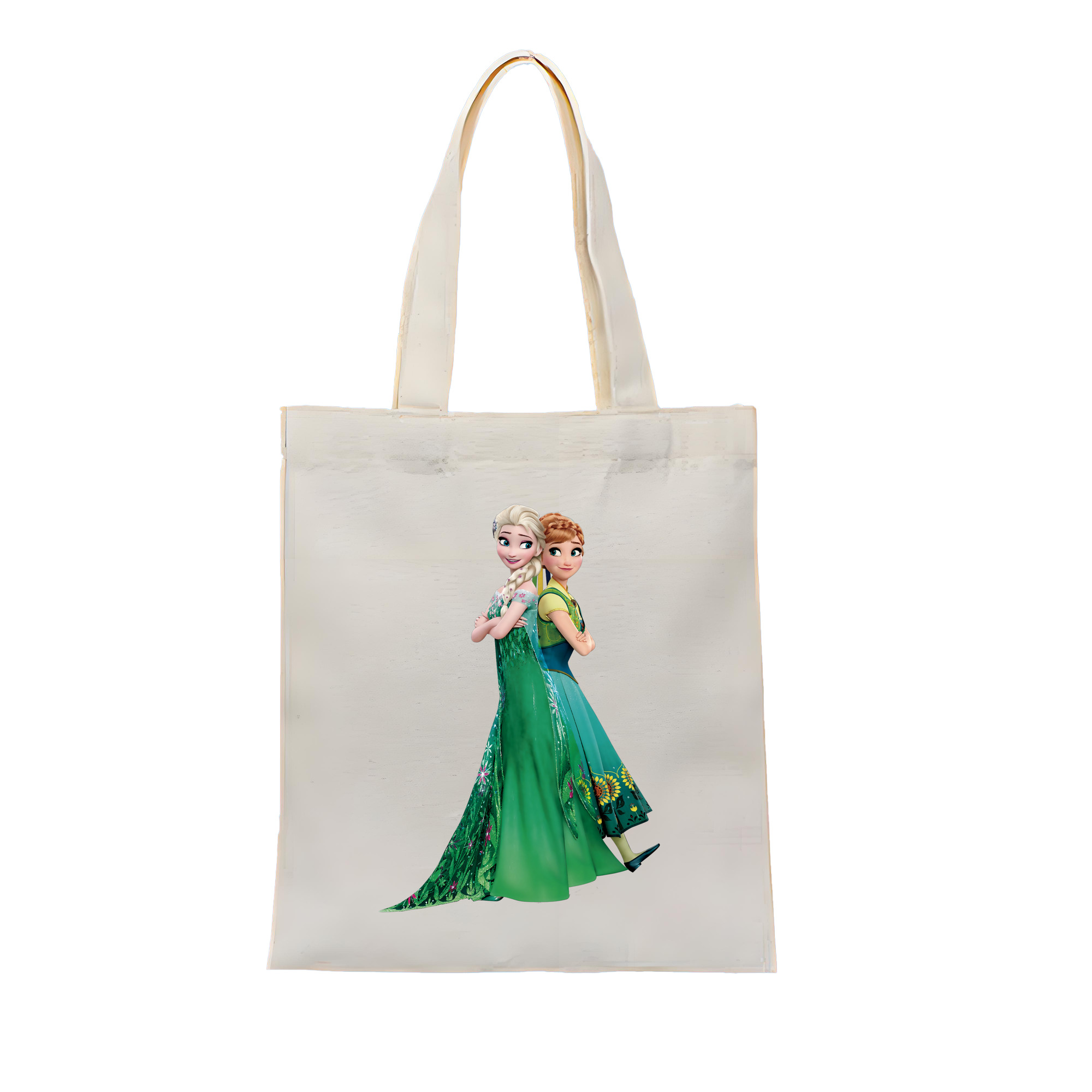 （画像用） アナと雪の女王 アンナ エルサ Frozen Anna Elsa 縦型キャンバス生地手提げバッグ　トートバッグ