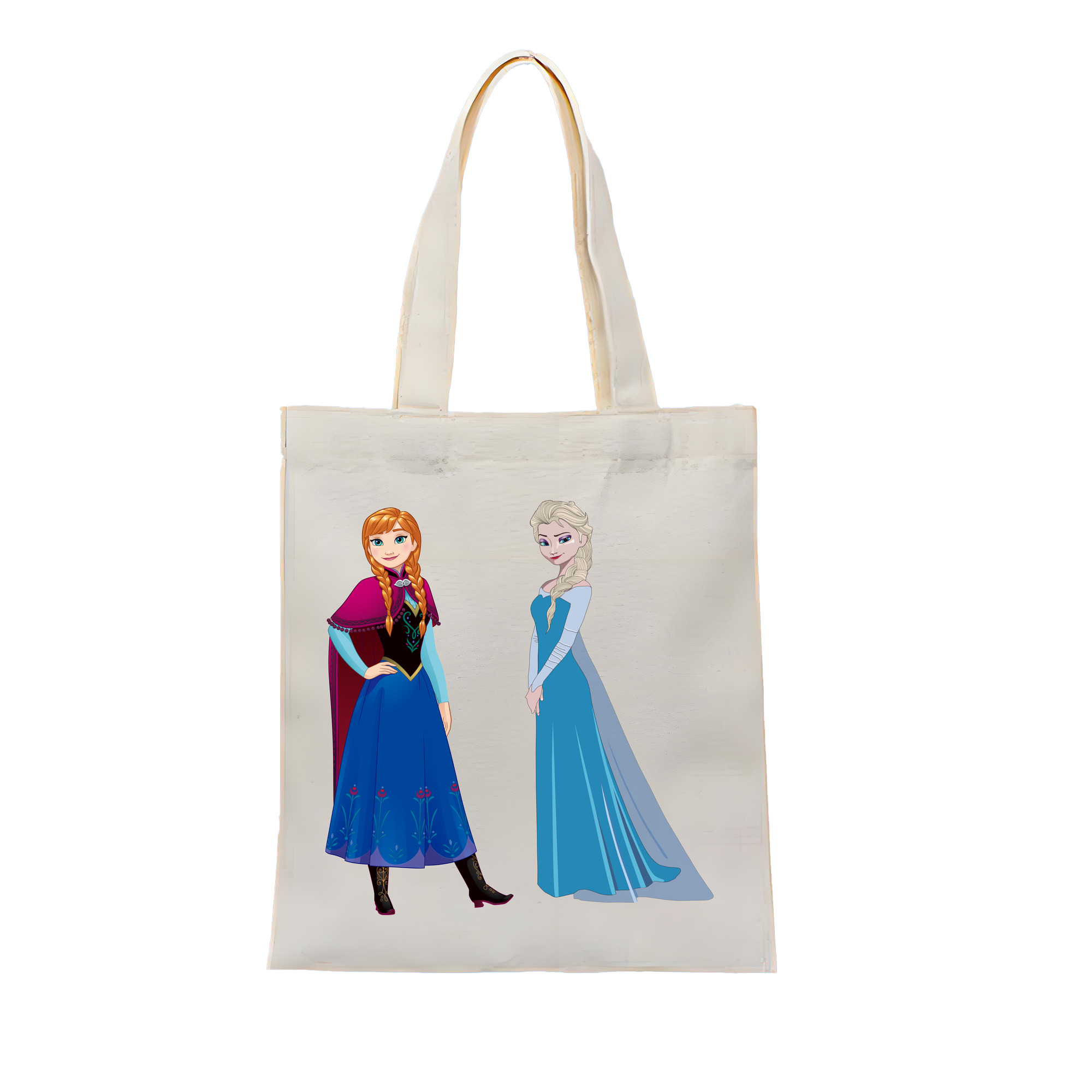（画像用） アナと雪の女王 アンナ エルサ Frozen Anna Elsa 縦型キャンバス生地手提げバッグ　トートバッグ