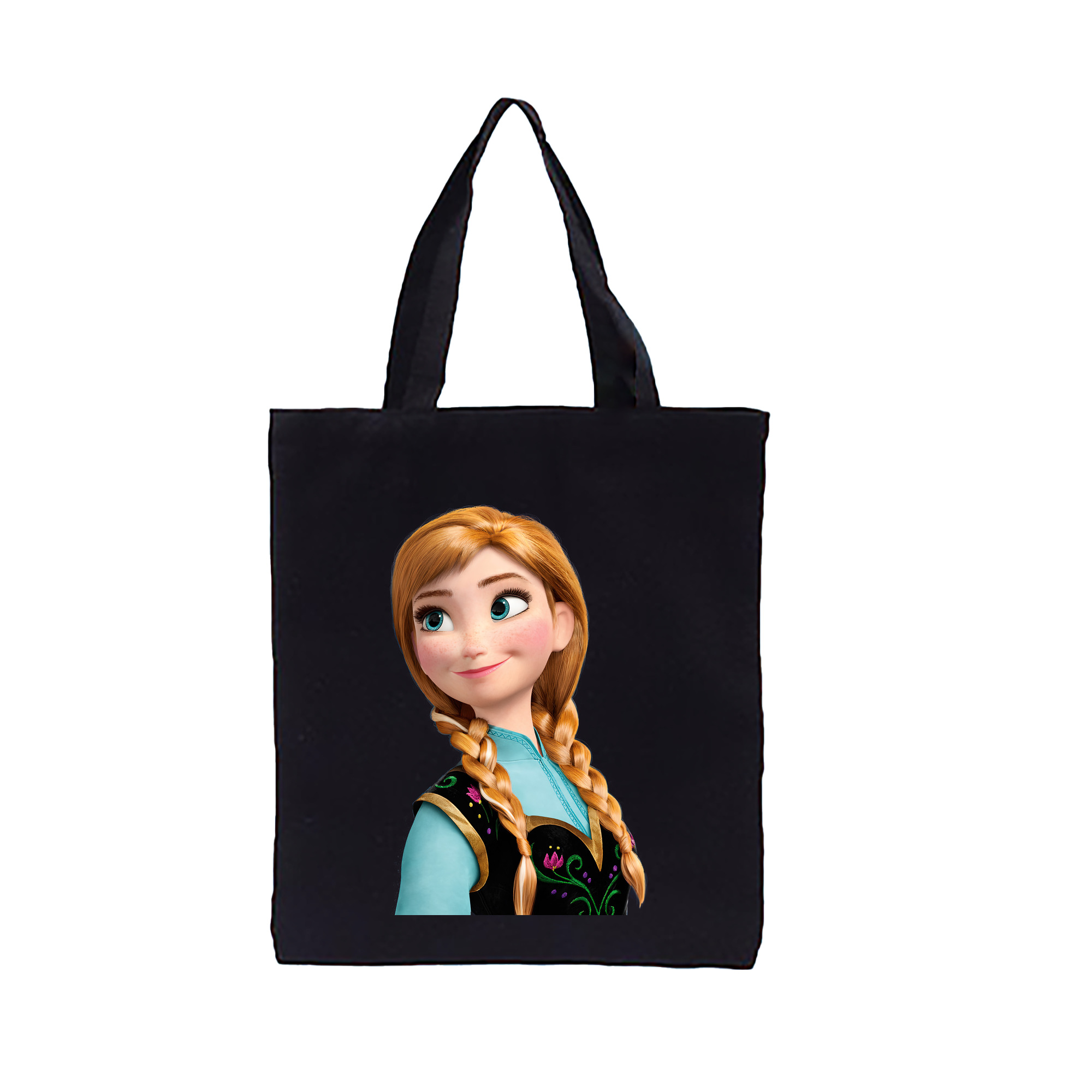 （画像用） アナと雪の女王 アンナ エルサ Frozen Anna Elsa 縦型キャンバス生地手提げバッグ　トートバッグ