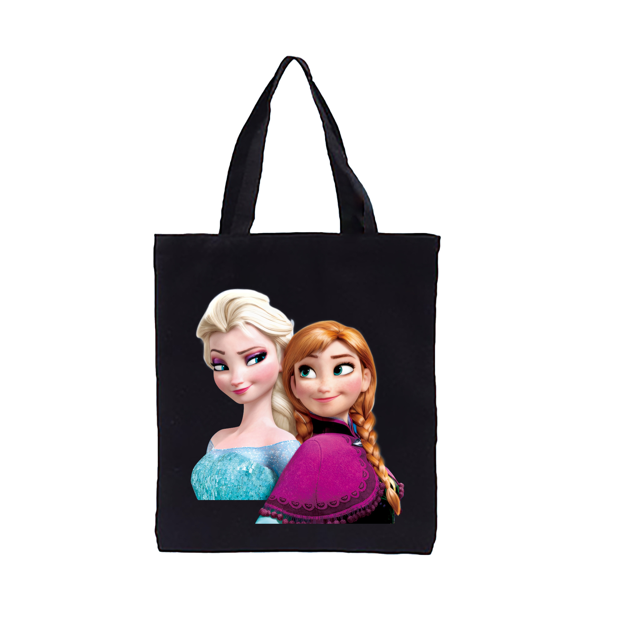 （画像用） アナと雪の女王 アンナ エルサ Frozen Anna Elsa 縦型キャンバス生地手提げバッグ　トートバッグ