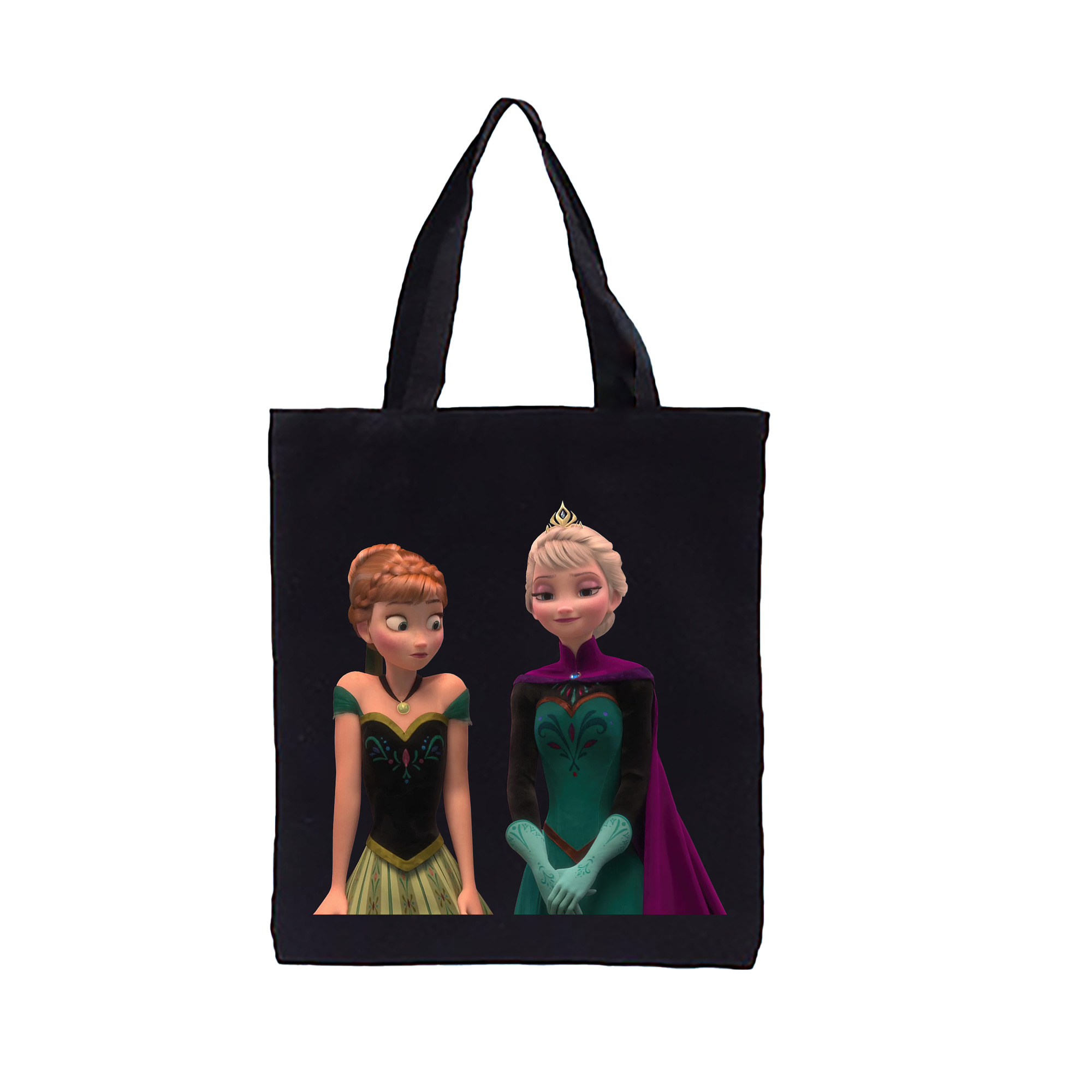（画像用） アナと雪の女王 アンナ エルサ Frozen Anna Elsa 縦型キャンバス生地手提げバッグ　トートバッグ