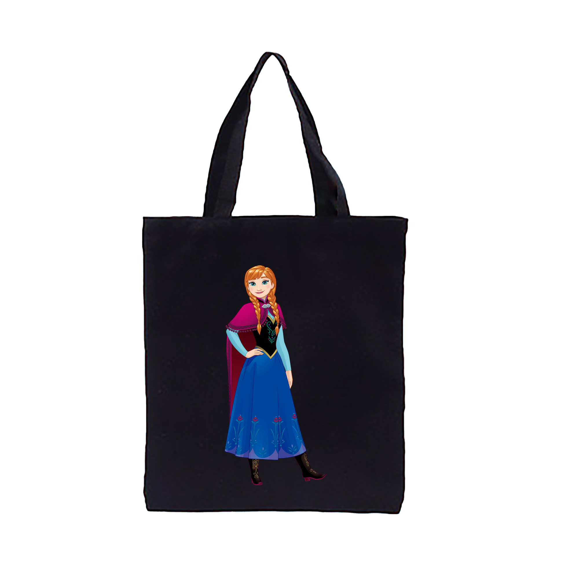 （画像用） アナと雪の女王 アンナ エルサ Frozen Anna Elsa 縦型キャンバス生地手提げバッグ　トートバッグ