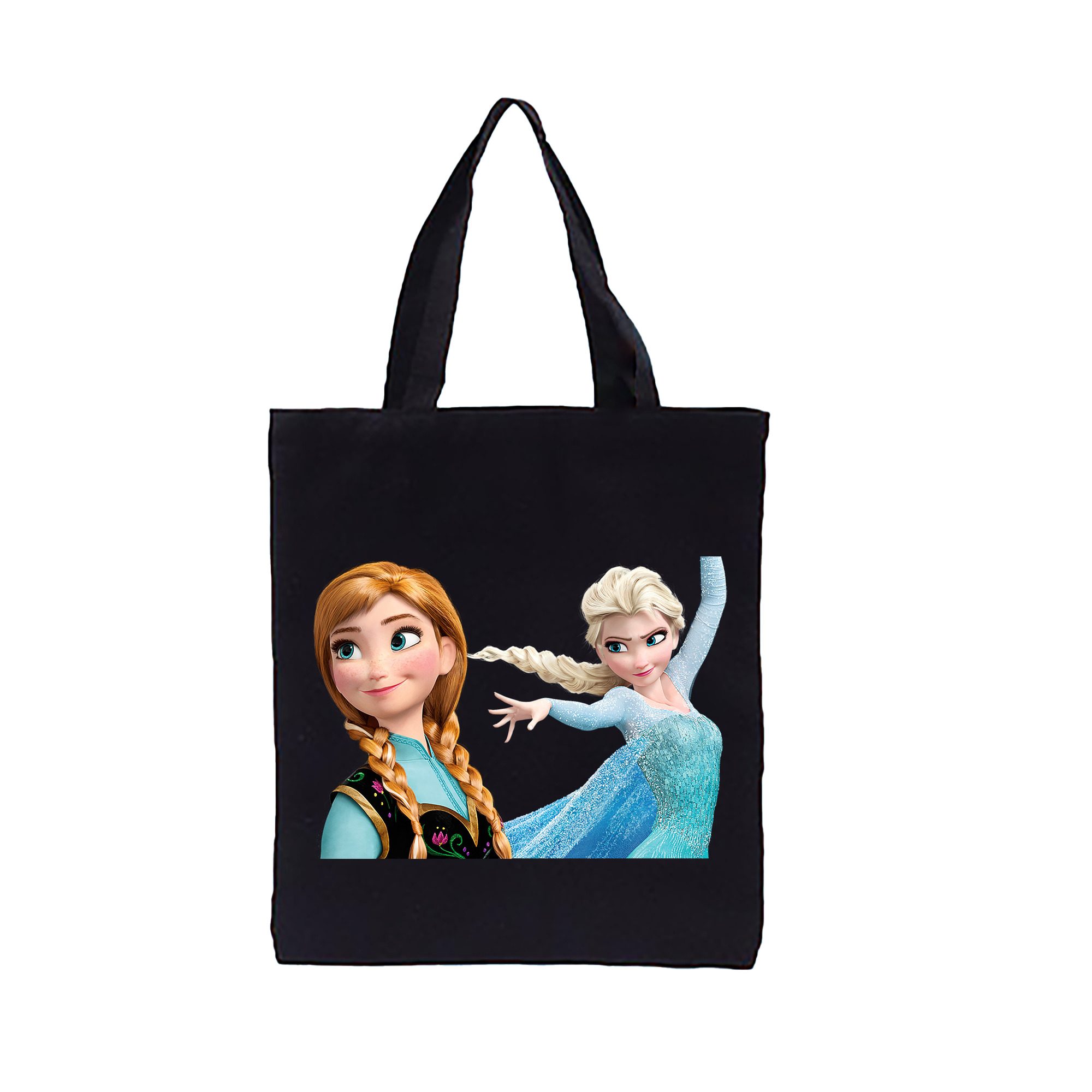 （画像用） アナと雪の女王 アンナ エルサ Frozen Anna Elsa 縦型キャンバス生地手提げバッグ　トートバッグ