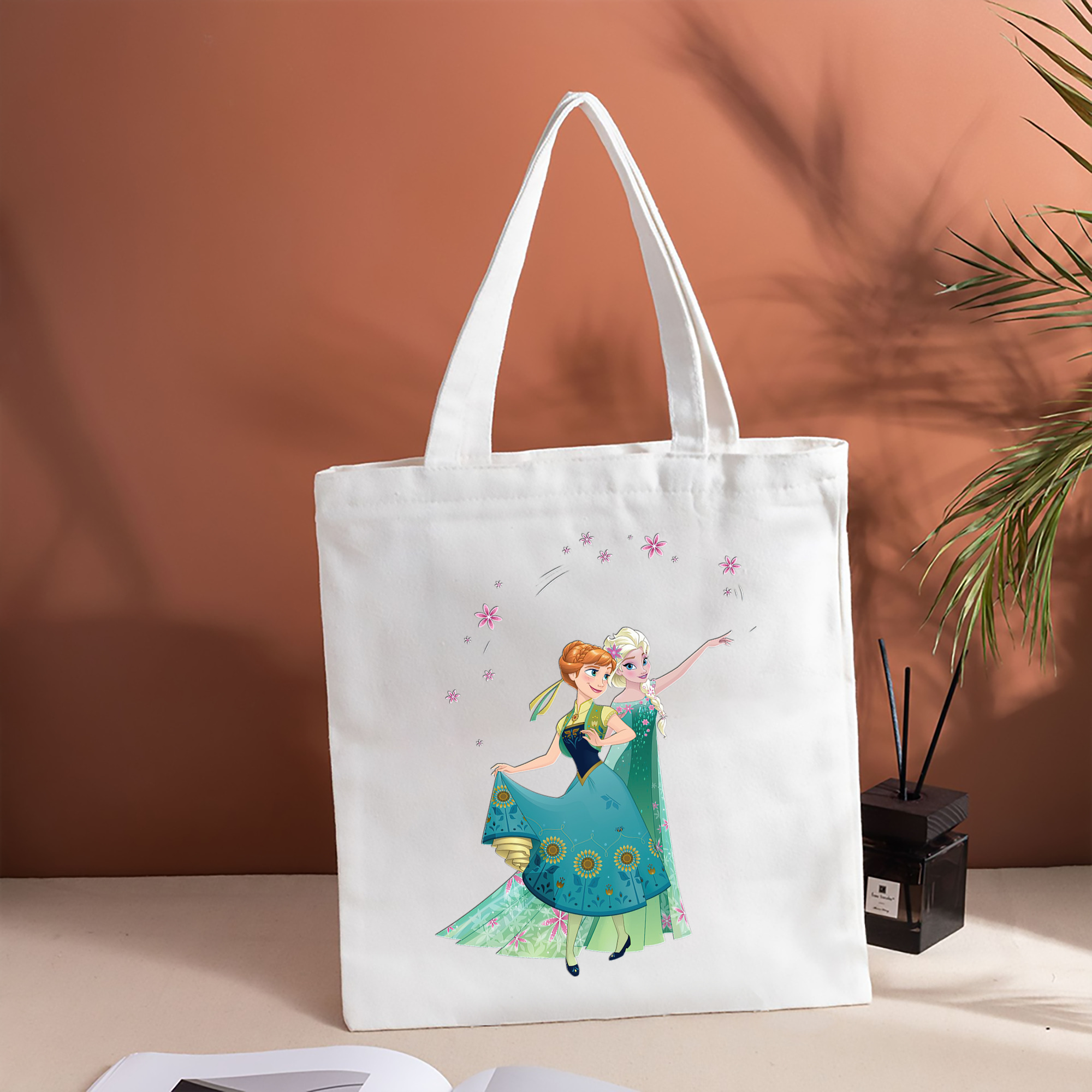 アナと雪の女王 アンナ エルサ Frozen Anna Elsa 縦型キャンバス生地手提げバッグ　トートバッグ