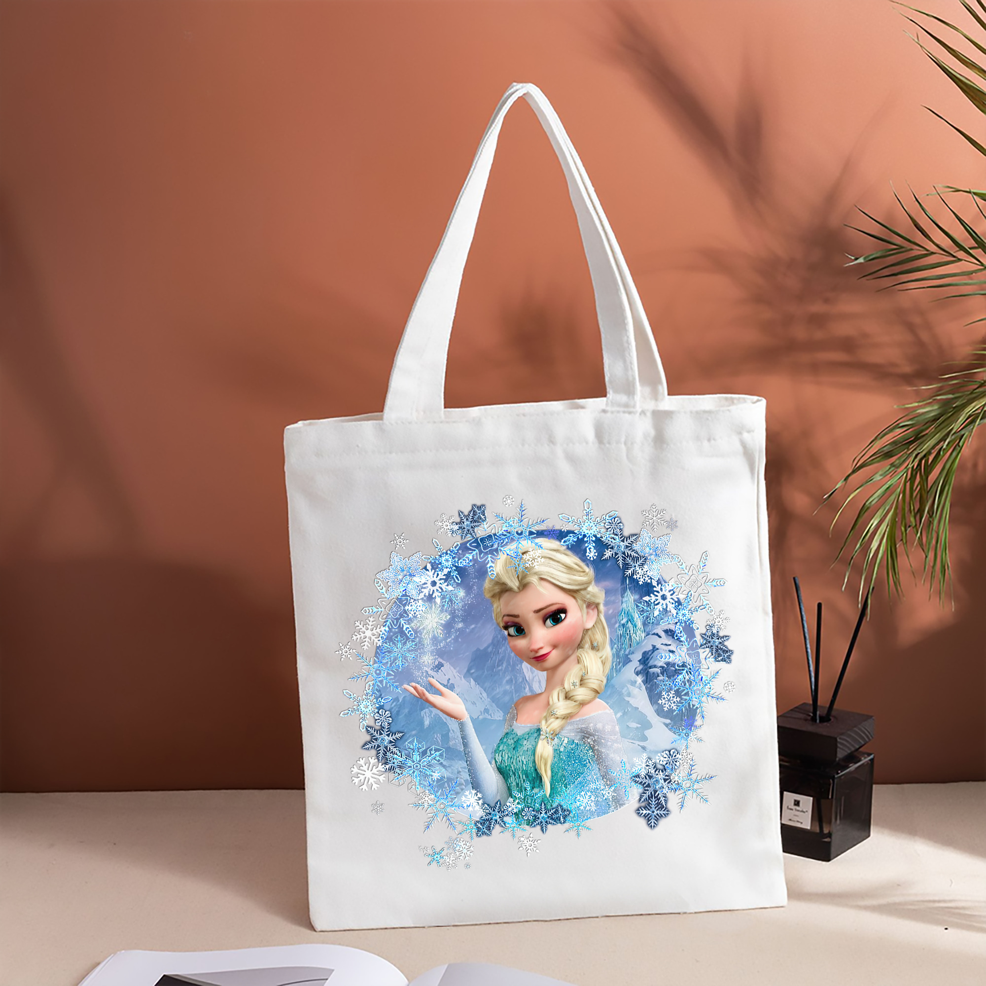 アナと雪の女王 アンナ エルサ Frozen Anna Elsa 縦型キャンバス生地手提げバッグ　トートバッグ