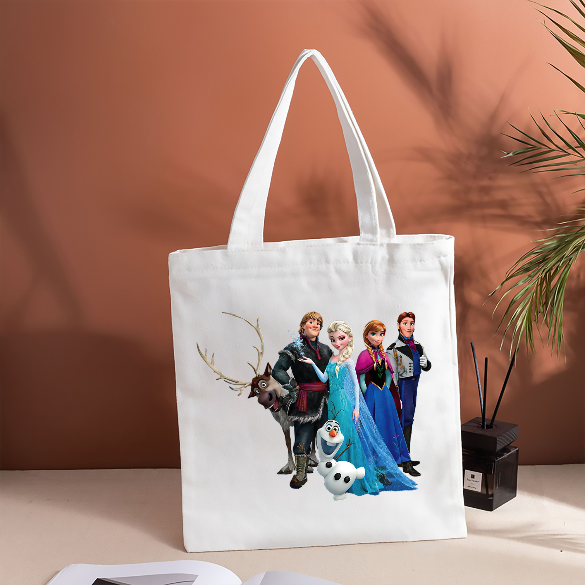 アナと雪の女王 アンナ エルサ Frozen Anna Elsa 縦型キャンバス生地手提げバッグ　トートバッグ