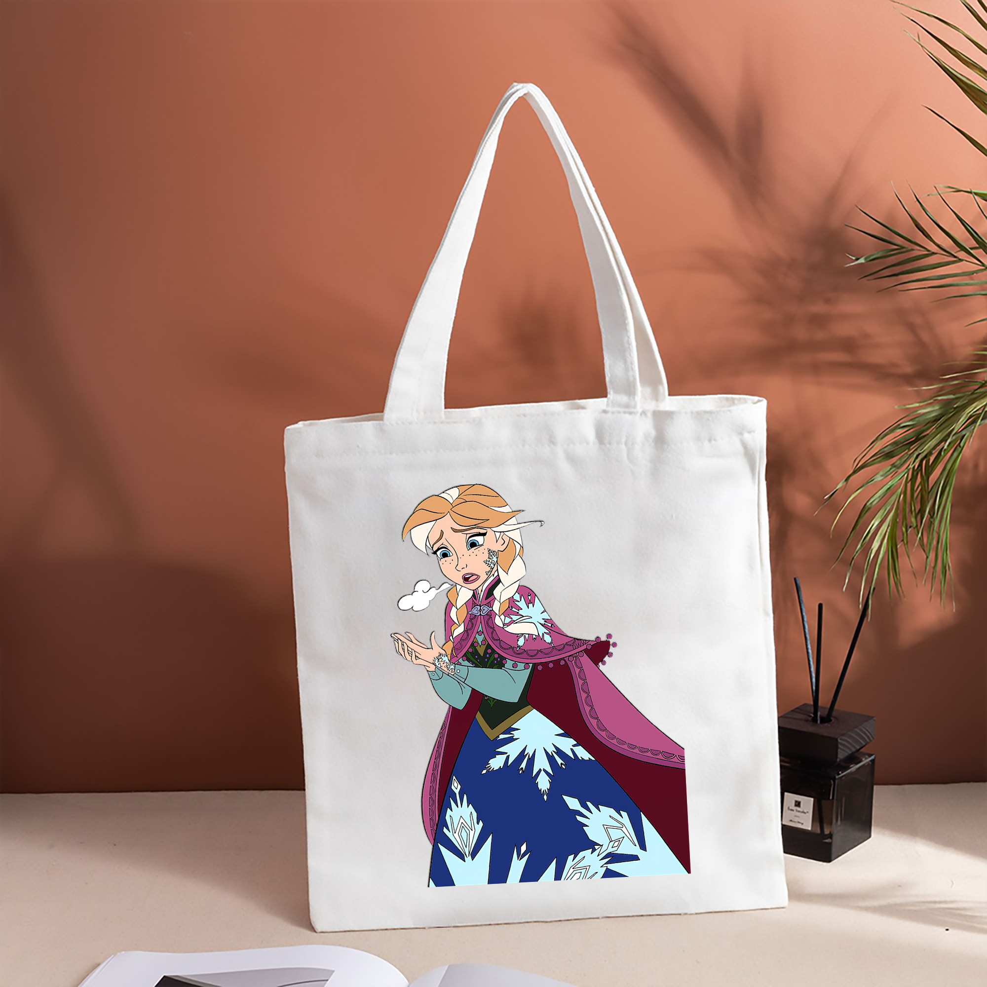 アナと雪の女王 アンナ エルサ Frozen Anna Elsa 縦型キャンバス生地手提げバッグ　トートバッグ