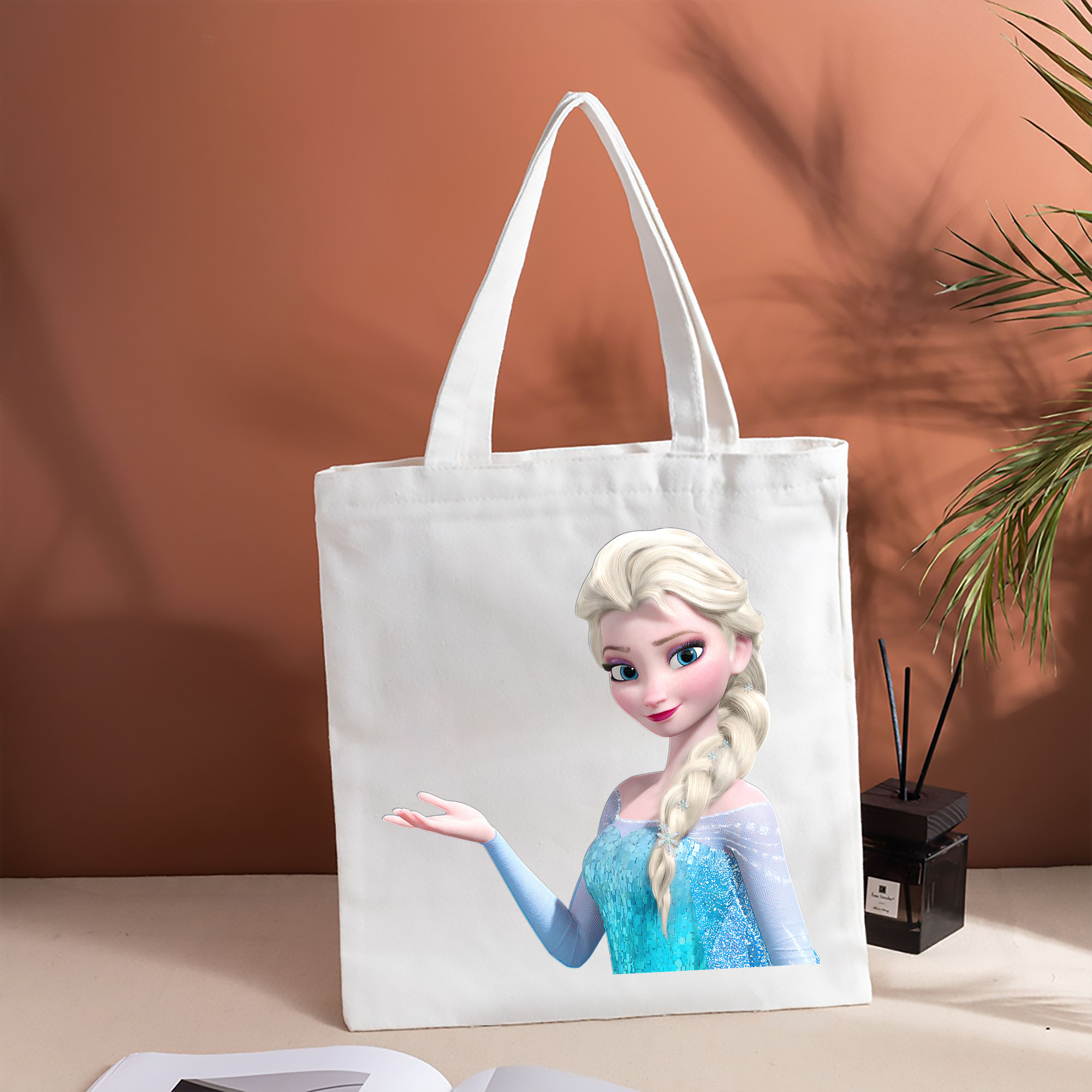 アナと雪の女王 アンナ エルサ Frozen Anna Elsa 縦型キャンバス生地手提げバッグ　トートバッグ
