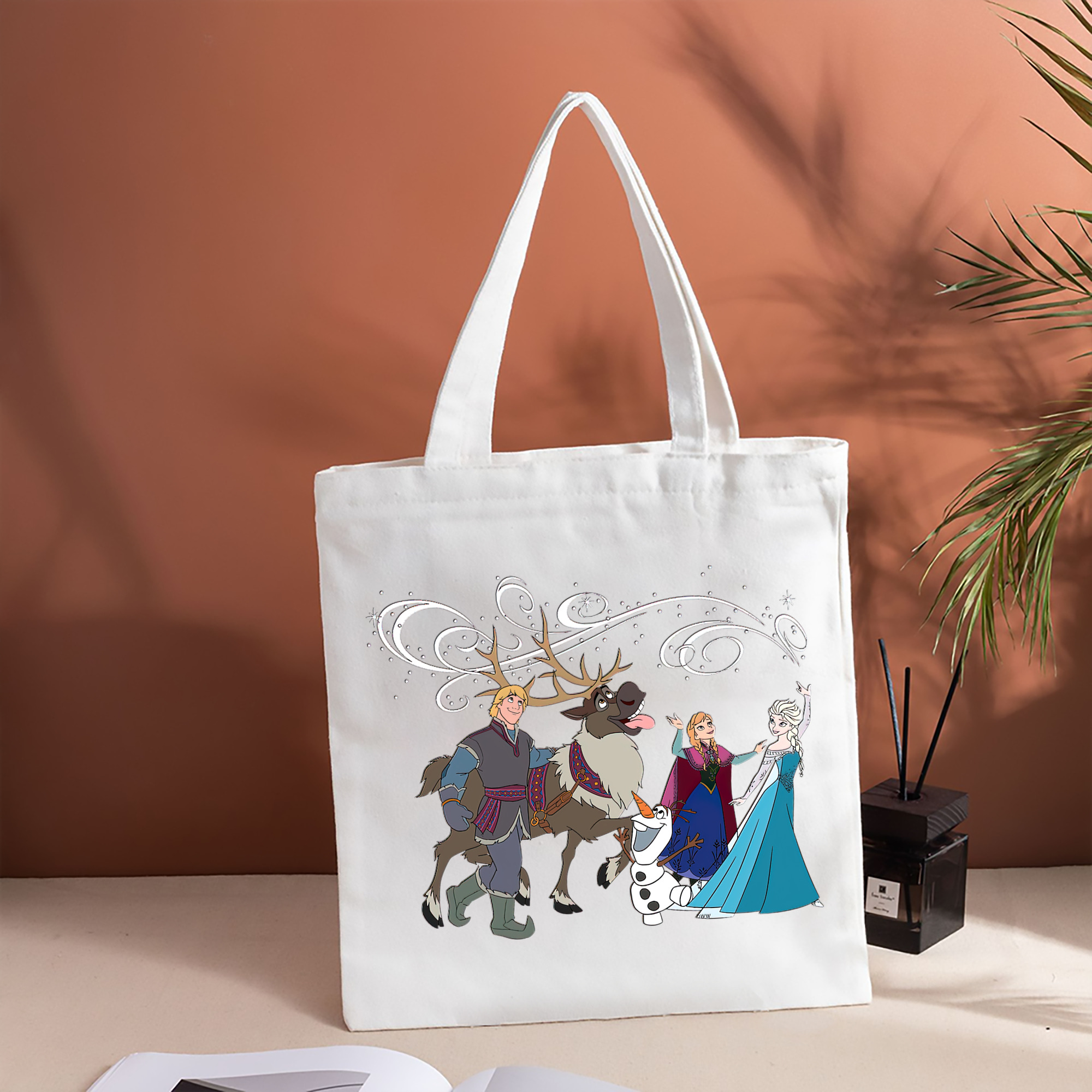 アナと雪の女王 アンナ エルサ Frozen Anna Elsa 縦型キャンバス生地手提げバッグ　トートバッグ