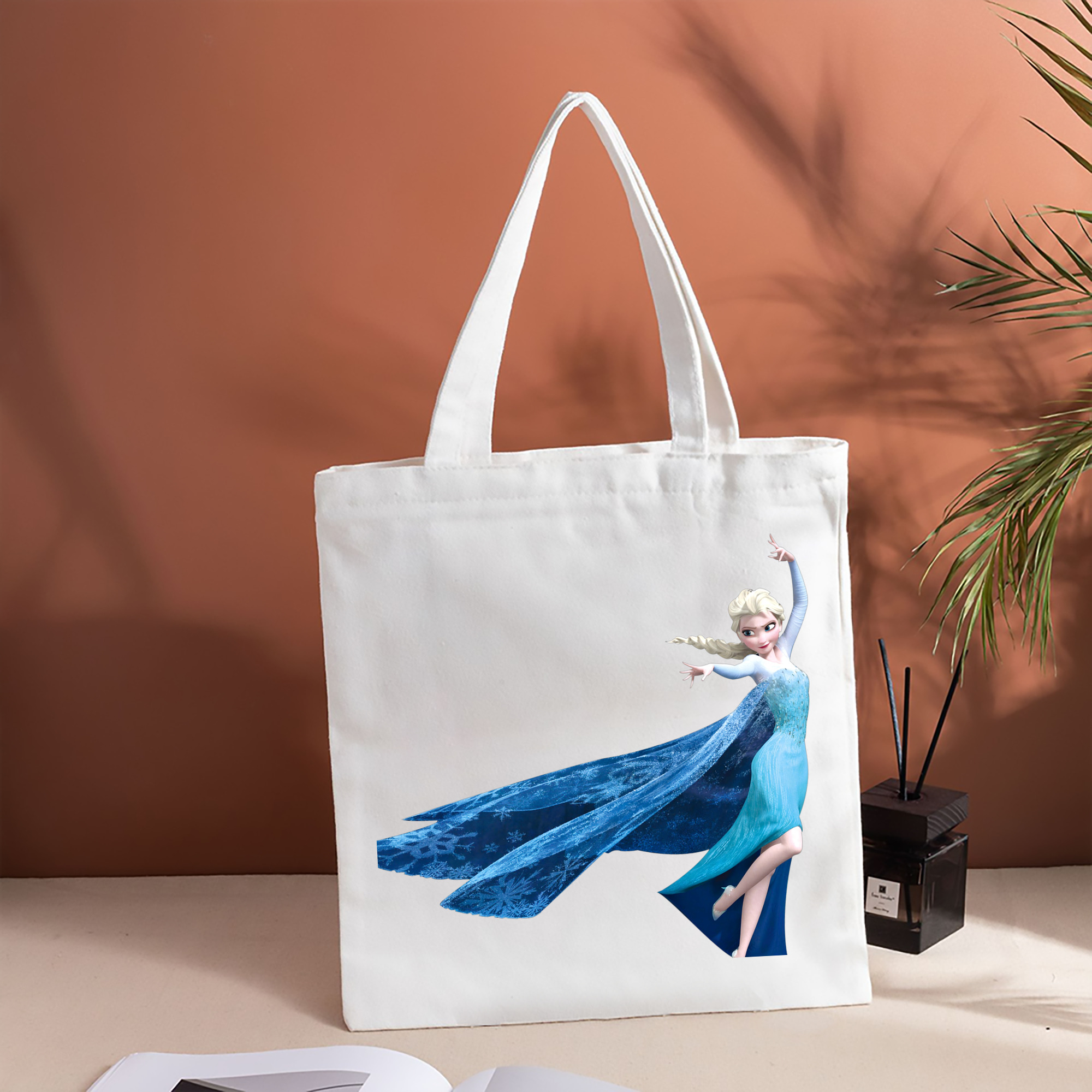 アナと雪の女王 アンナ エルサ Frozen Anna Elsa 縦型キャンバス生地手提げバッグ　トートバッグ
