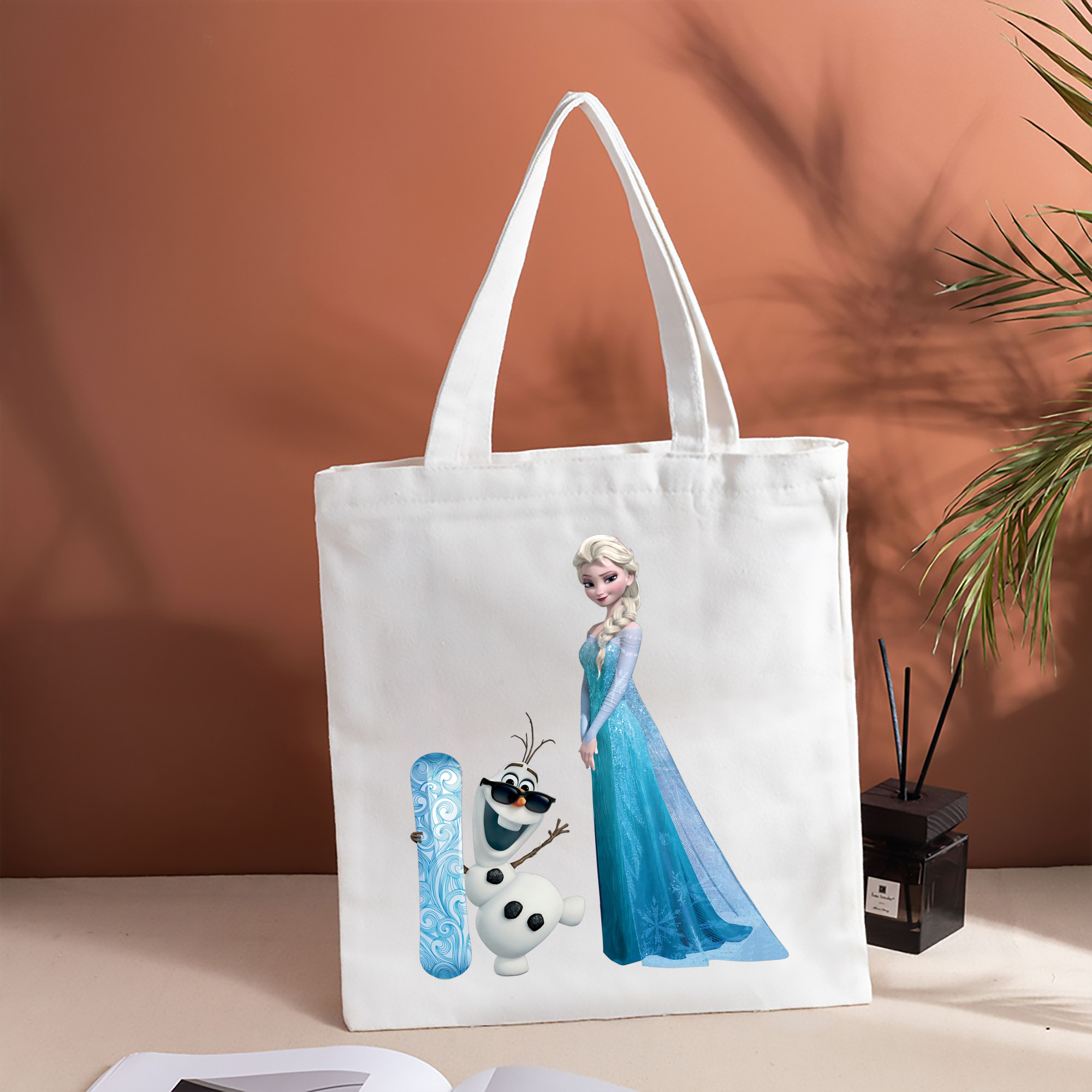 アナと雪の女王 アンナ エルサ Frozen Anna Elsa 縦型キャンバス生地手提げバッグ　トートバッグ