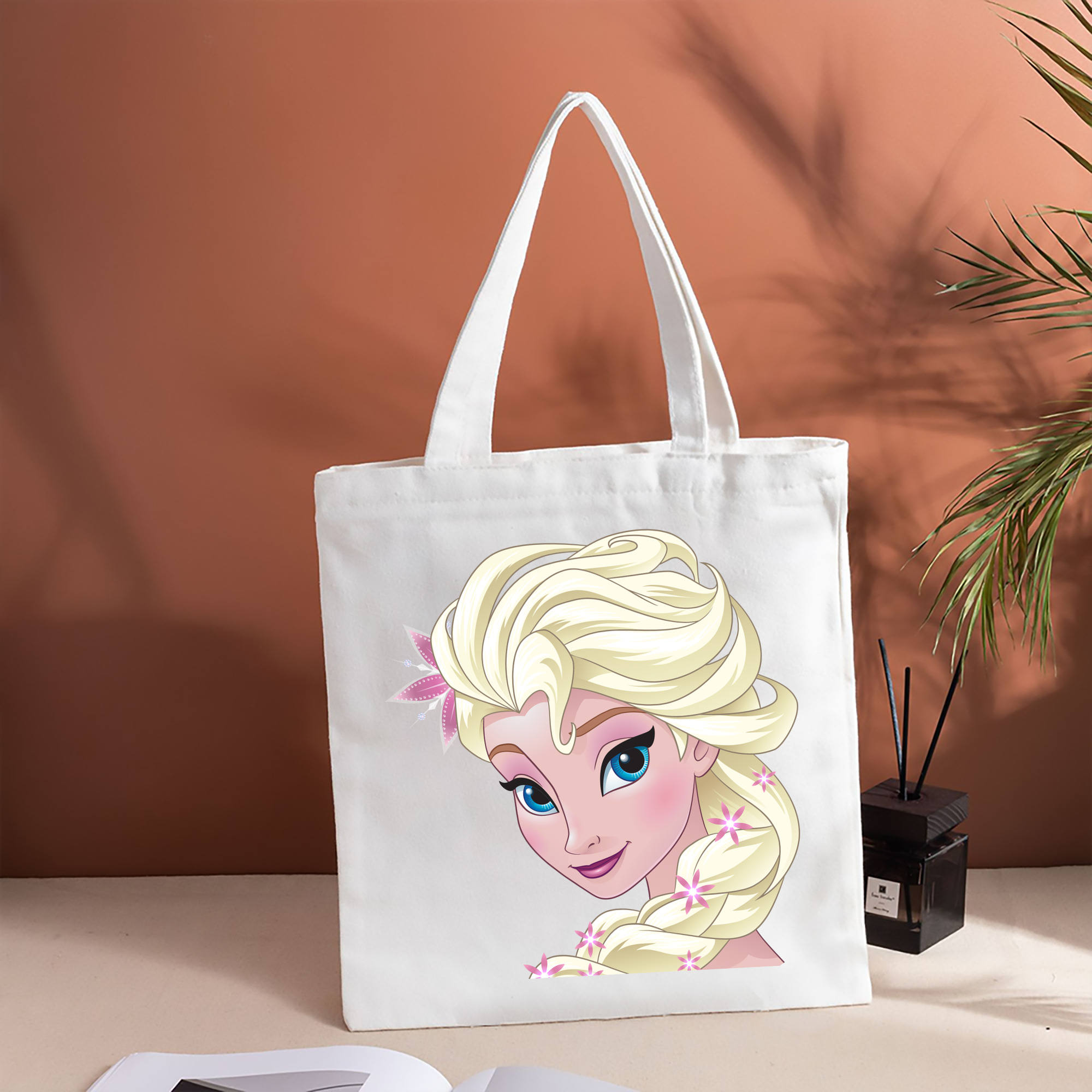 アナと雪の女王 アンナ エルサ Frozen Anna Elsa 縦型キャンバス生地手提げバッグ　トートバッグ