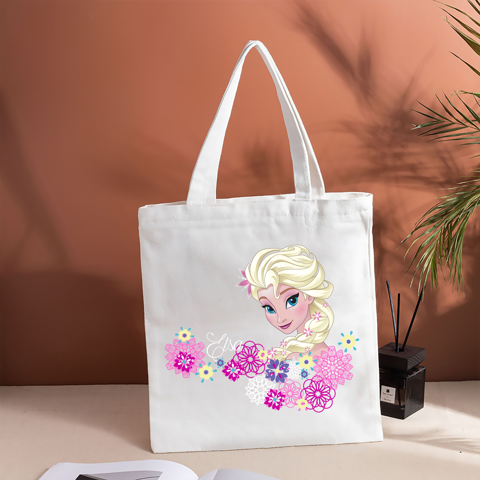 アナと雪の女王 アンナ エルサ Frozen Anna Elsa 縦型キャンバス生地手提げバッグ　トートバッグ