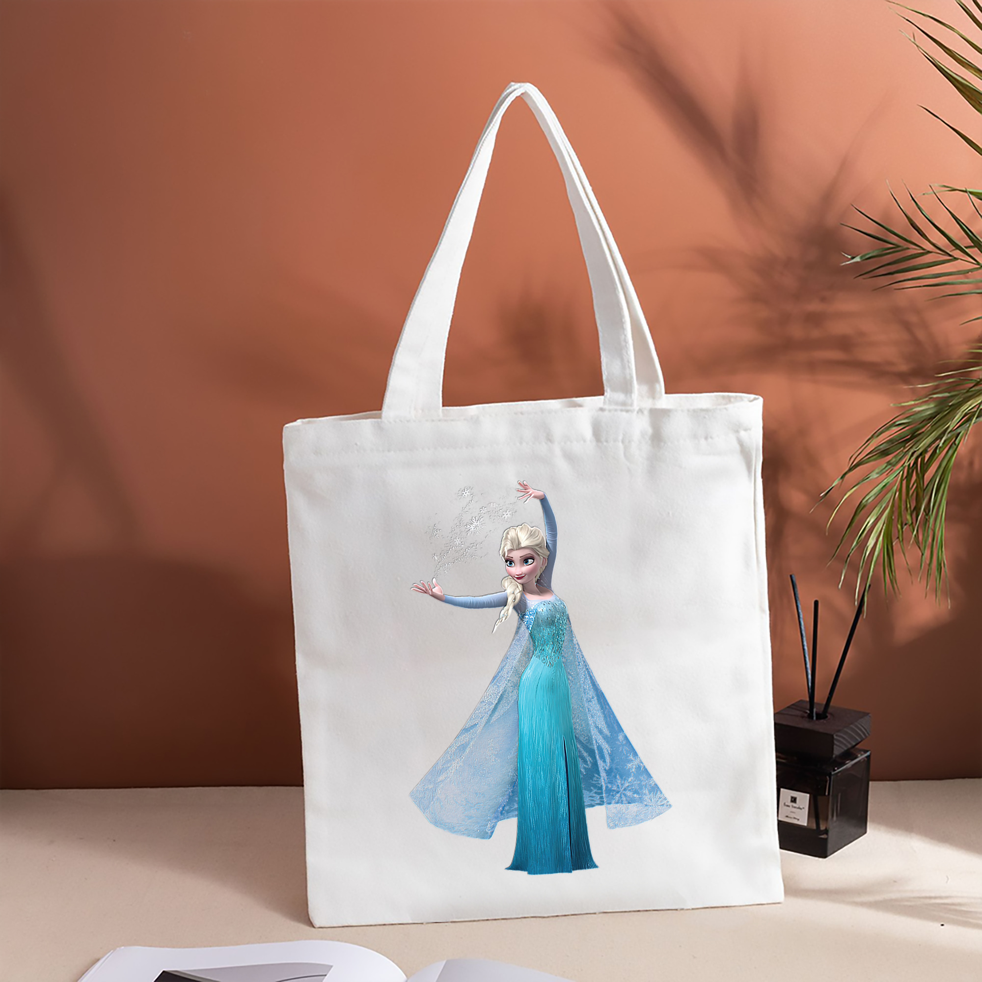 アナと雪の女王 アンナ エルサ Frozen Anna Elsa 縦型キャンバス生地手提げバッグ　トートバッグ