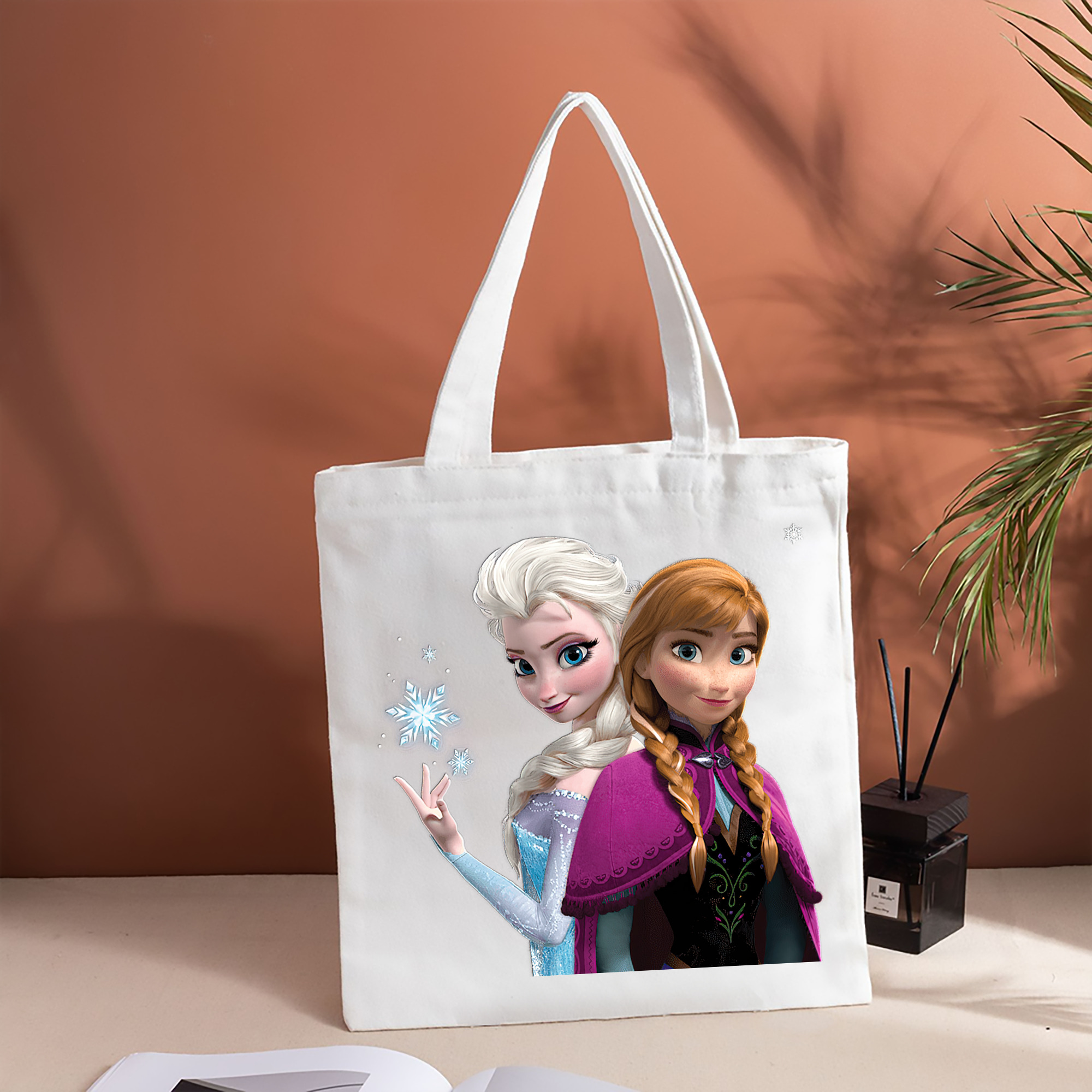 アナと雪の女王 アンナ エルサ Frozen Anna Elsa 縦型キャンバス生地手提げバッグ　トートバッグ