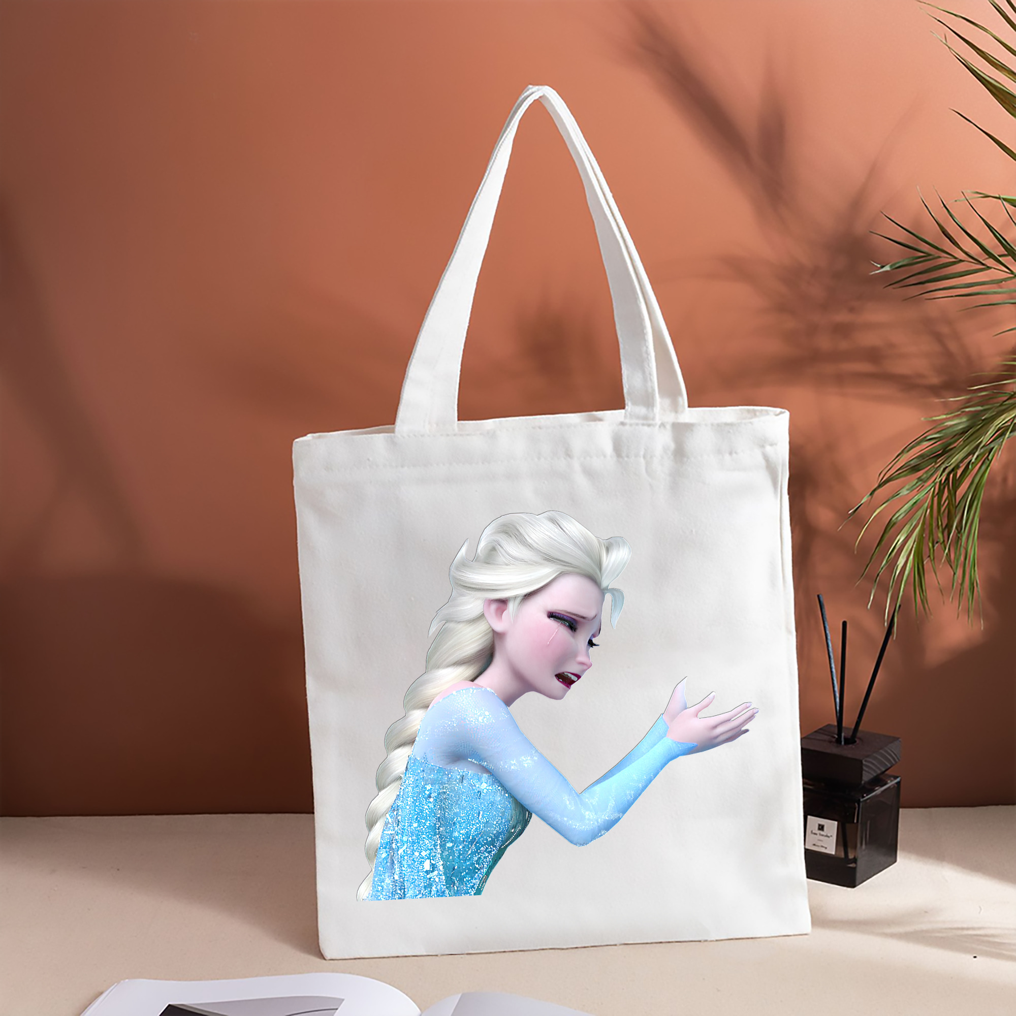 アナと雪の女王 アンナ エルサ Frozen Anna Elsa 縦型キャンバス生地手提げバッグ　トートバッグ