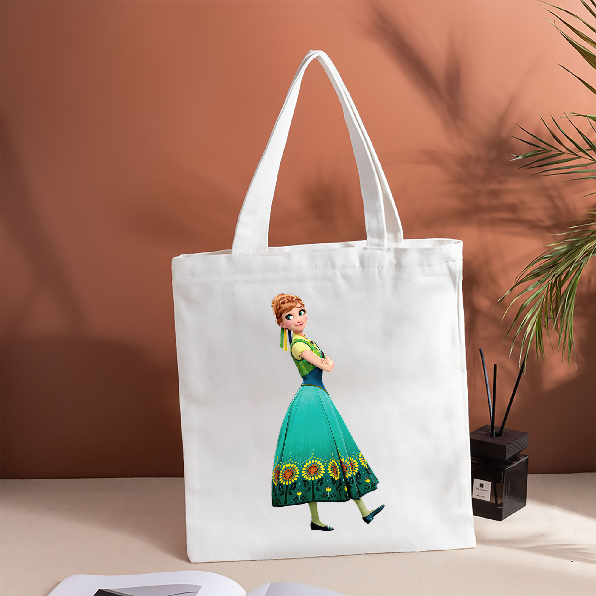 アナと雪の女王 アンナ エルサ Frozen Anna Elsa 縦型キャンバス生地手提げバッグ　トートバッグ