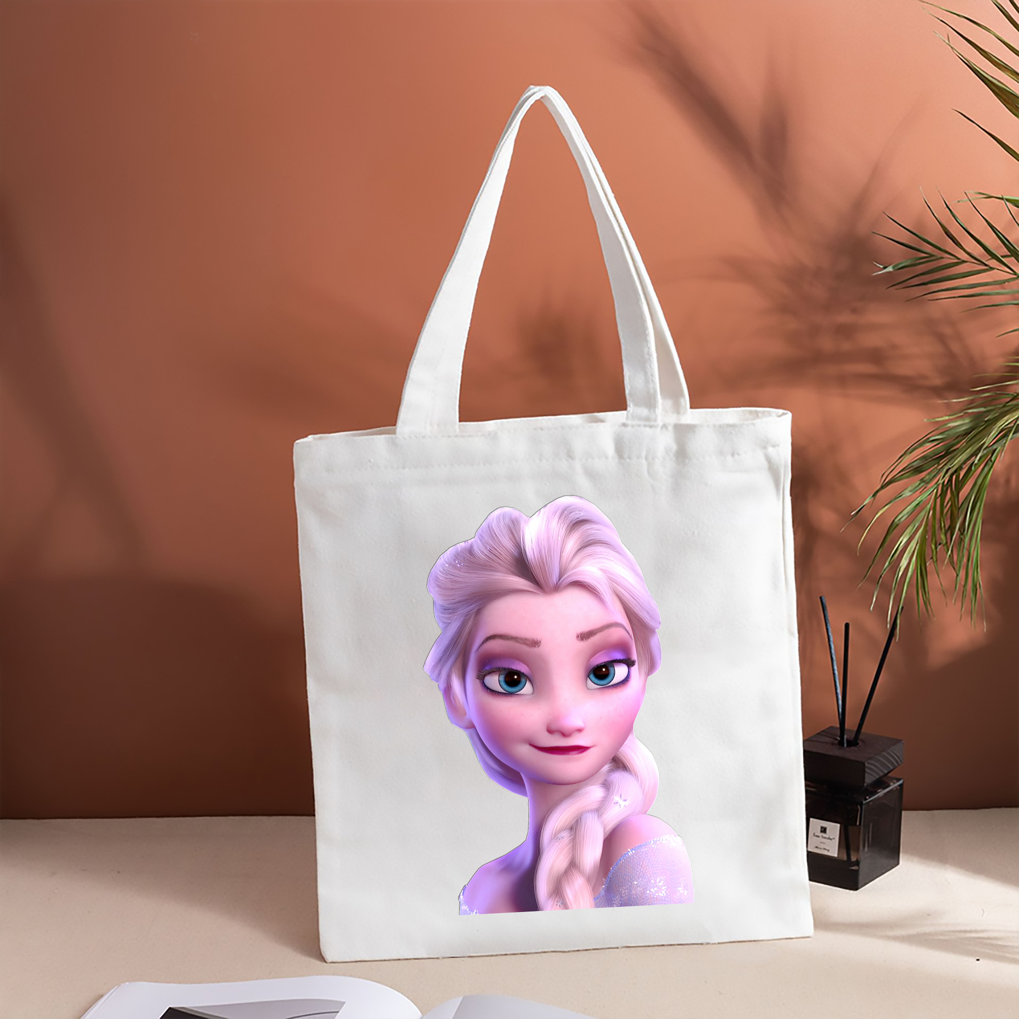 アナと雪の女王 アンナ エルサ Frozen Anna Elsa 縦型キャンバス生地手提げバッグ　トートバッグ