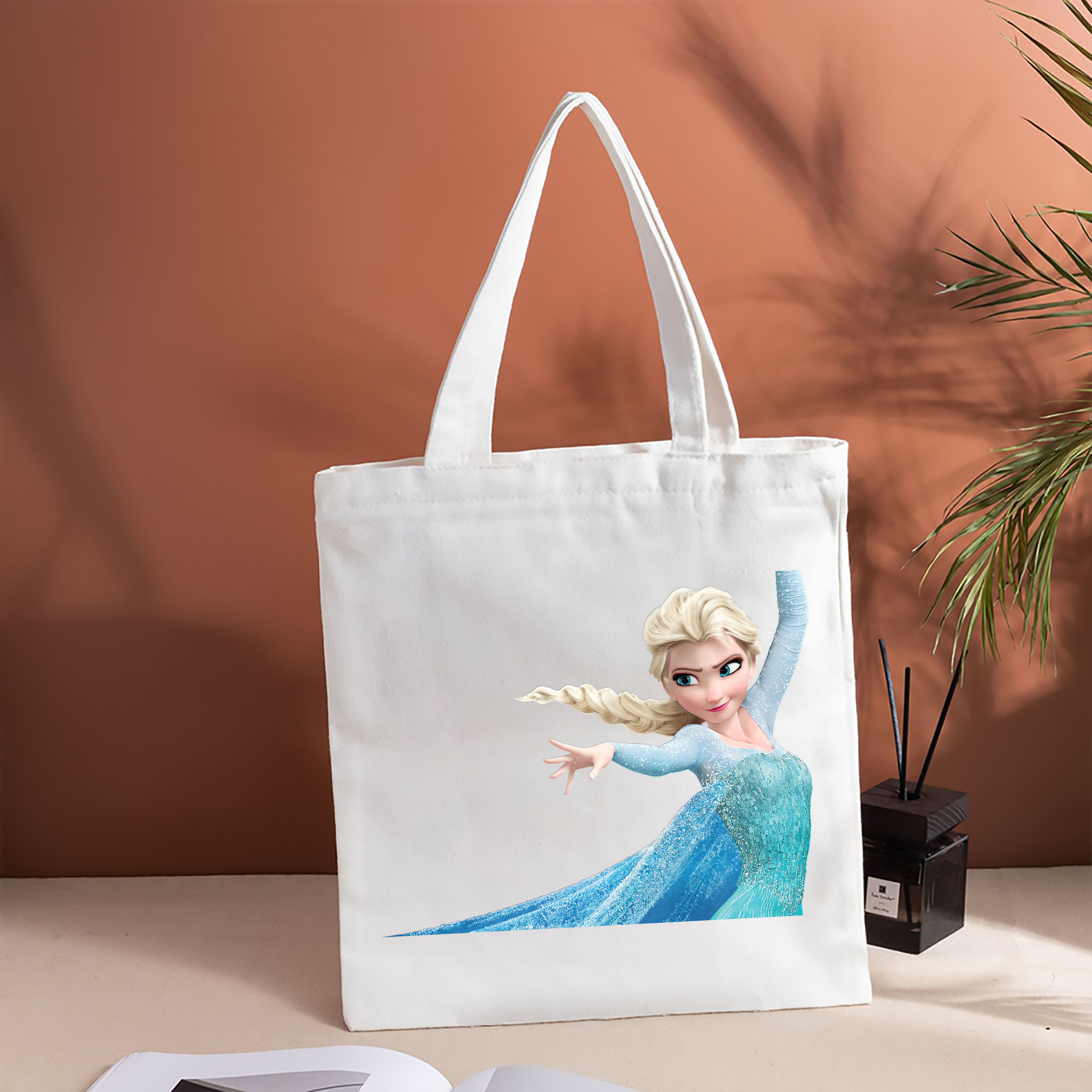 アナと雪の女王 アンナ エルサ Frozen Anna Elsa 縦型キャンバス生地手提げバッグ　トートバッグ