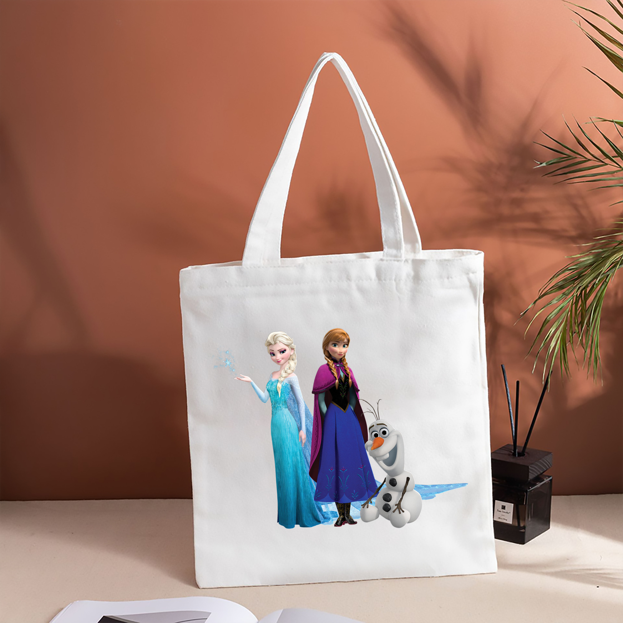 アナと雪の女王 アンナ エルサ Frozen Anna Elsa 縦型キャンバス生地手提げバッグ　トートバッグ