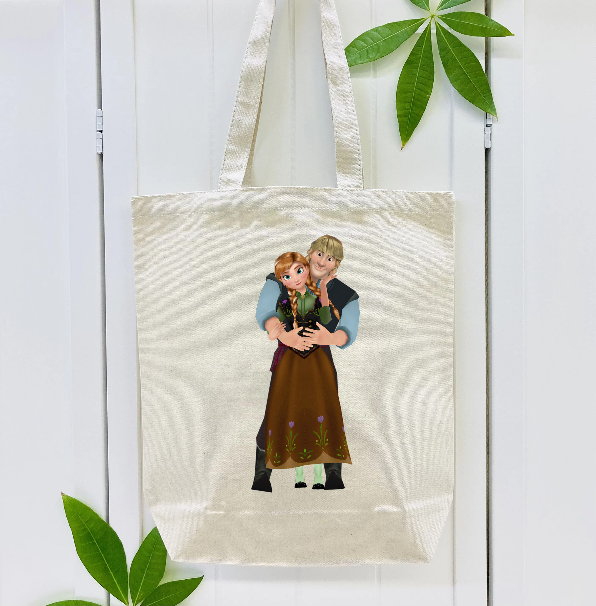 アナと雪の女王 アンナ エルサ Frozen Anna Elsa 縦型キャンバス生地手提げバッグ　トートバッグ