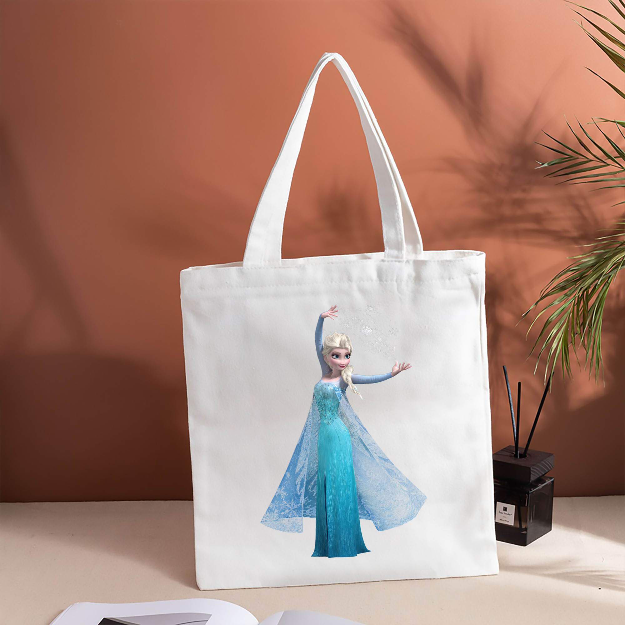 アナと雪の女王 アンナ エルサ Frozen Anna Elsa 縦型キャンバス生地手提げバッグ　トートバッグ