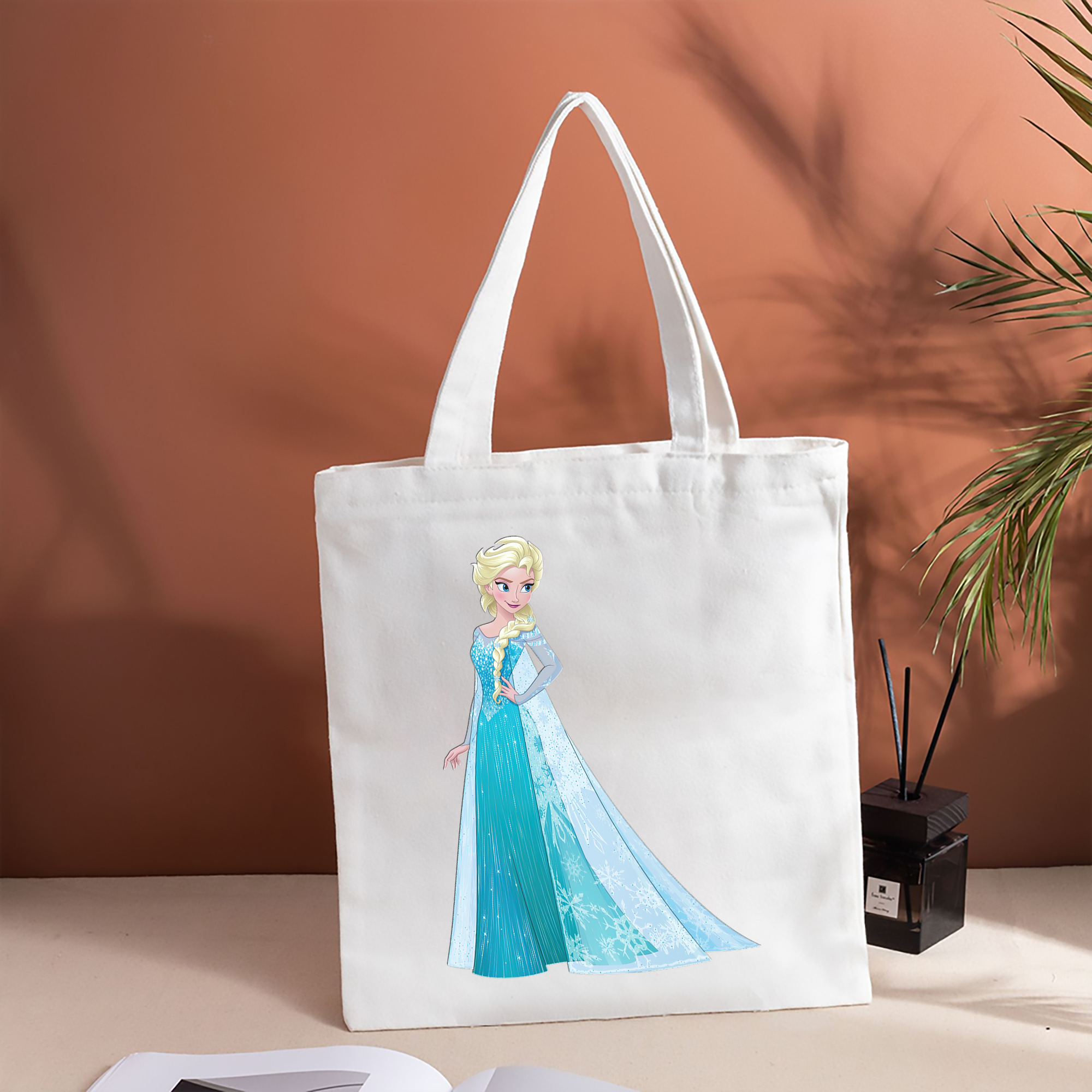 アナと雪の女王 アンナ エルサ Frozen Anna Elsa 縦型キャンバス生地手提げバッグ　トートバッグ