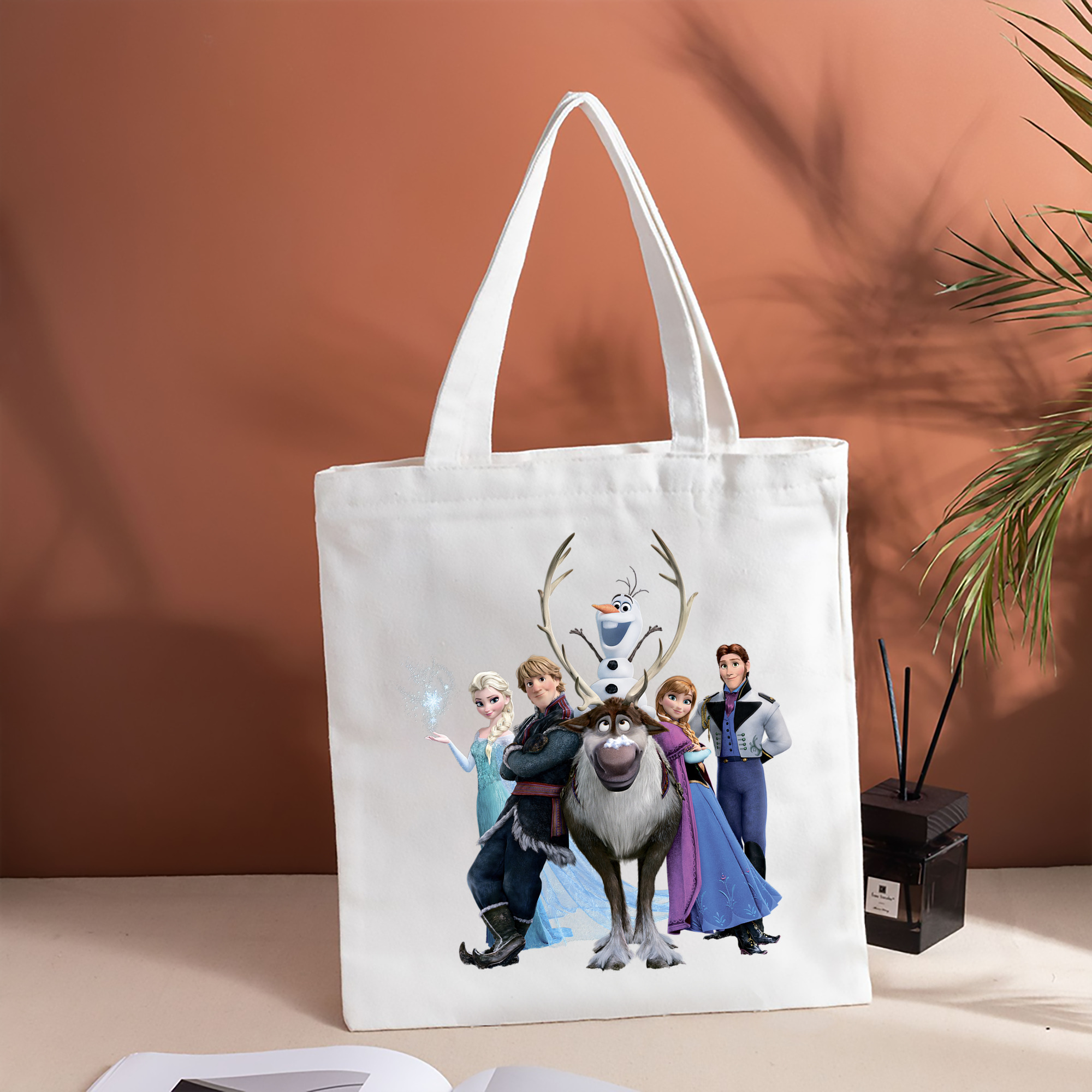 アナと雪の女王 アンナ エルサ Frozen Anna Elsa 縦型キャンバス生地手提げバッグ　トートバッグ