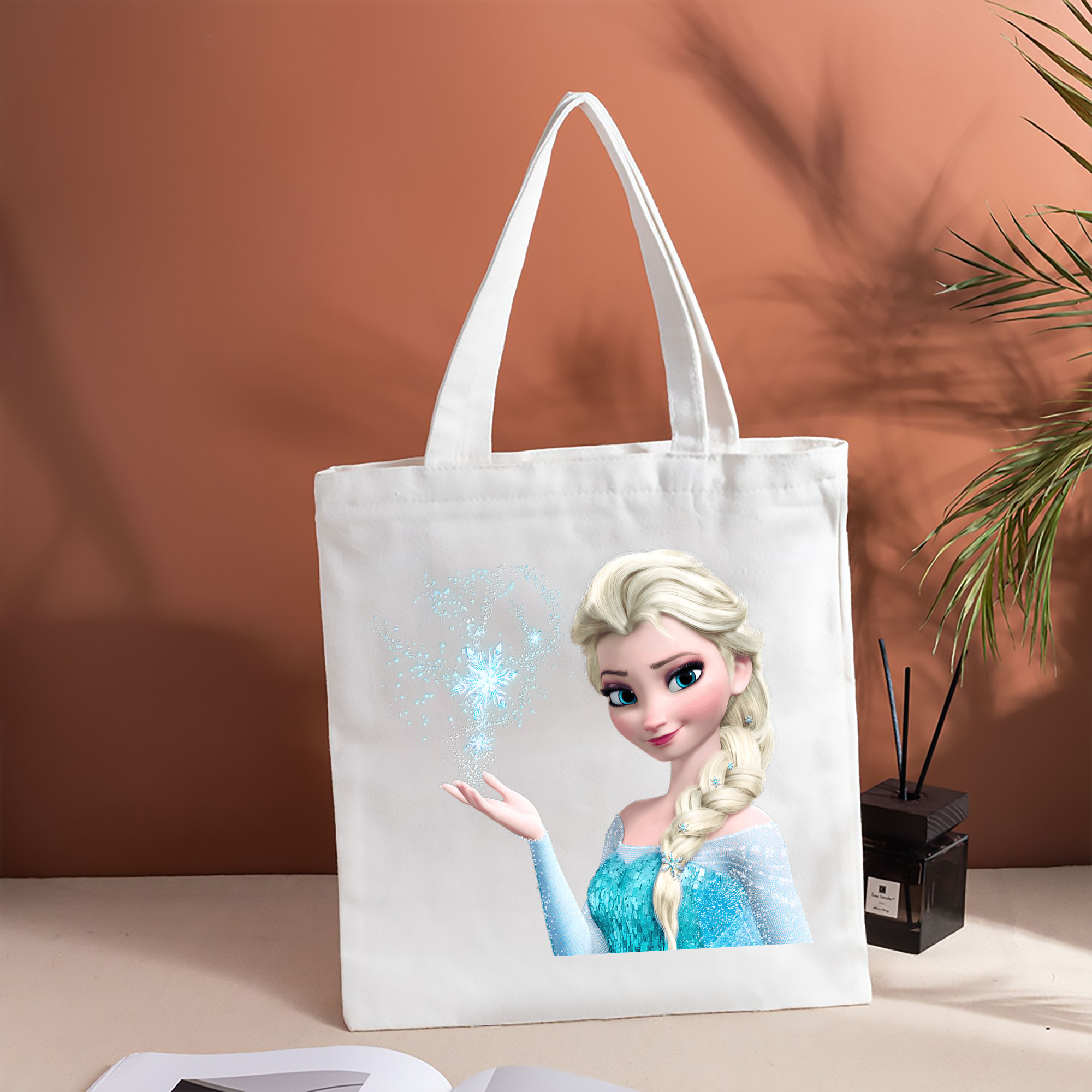 アナと雪の女王 アンナ エルサ Frozen Anna Elsa 縦型キャンバス生地手提げバッグ　トートバッグ