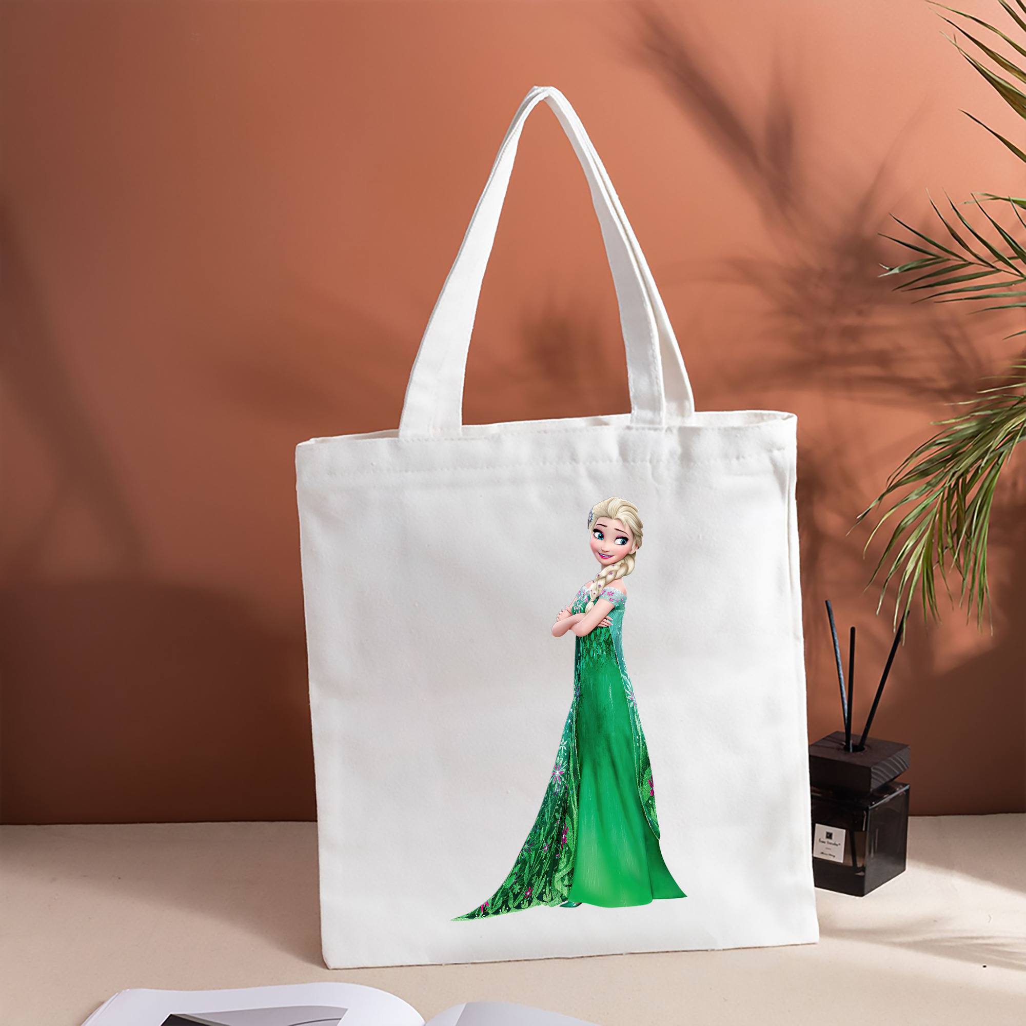 アナと雪の女王 アンナ エルサ Frozen Anna Elsa 縦型キャンバス生地手提げバッグ　トートバッグ