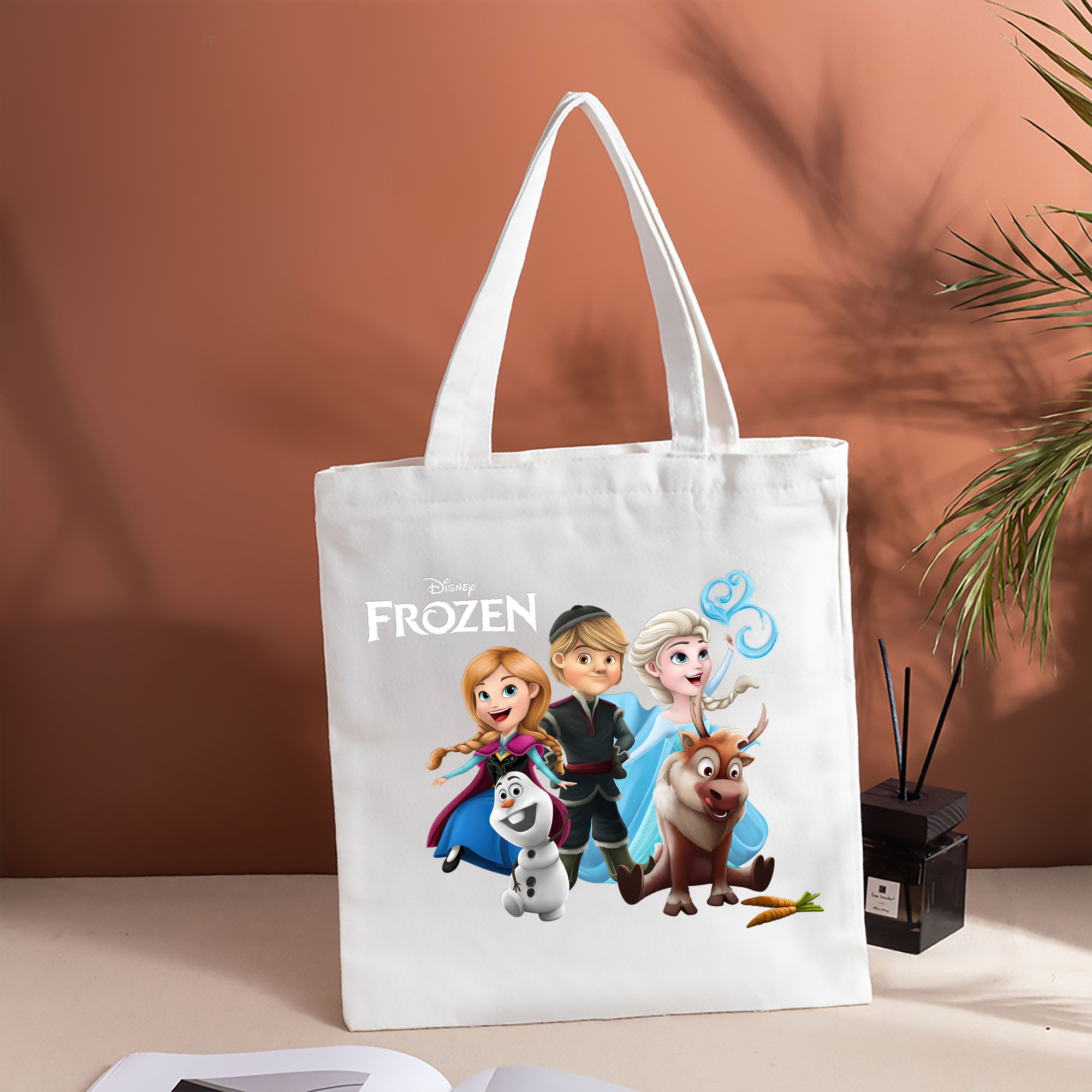 アナと雪の女王 アンナ エルサ Frozen Anna Elsa 縦型キャンバス生地手提げバッグ　トートバッグ