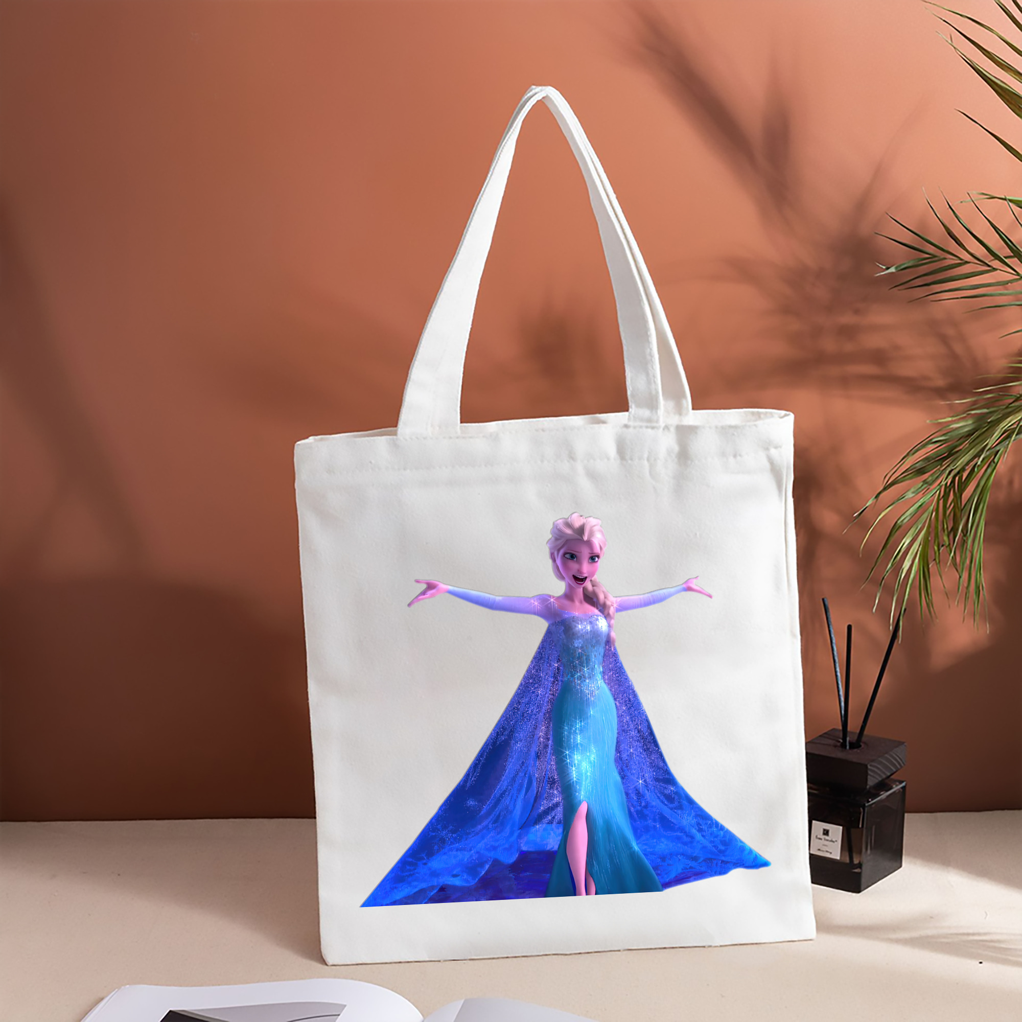 アナと雪の女王 アンナ エルサ Frozen Anna Elsa 縦型キャンバス生地手提げバッグ　トートバッグ