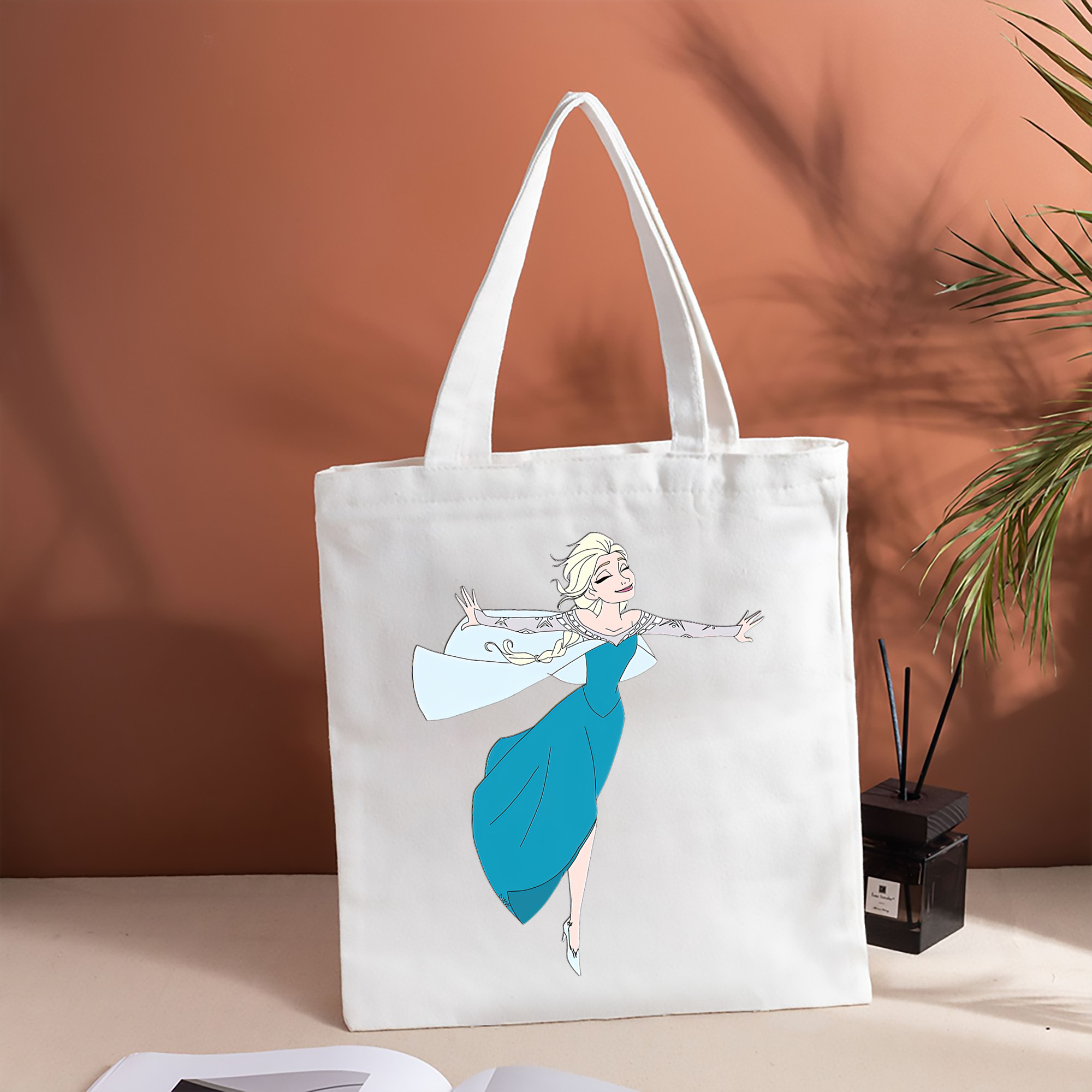 アナと雪の女王 アンナ エルサ Frozen Anna Elsa 縦型キャンバス生地手提げバッグ　トートバッグ
