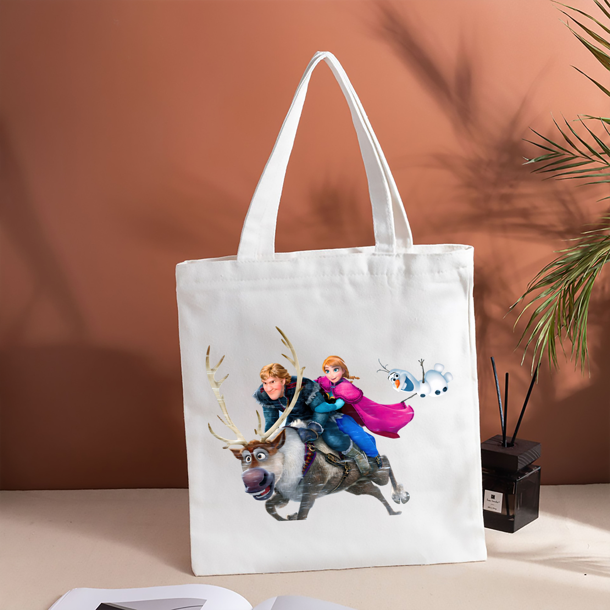 アナと雪の女王 アンナ エルサ Frozen Anna Elsa 縦型キャンバス生地手提げバッグ　トートバッグ