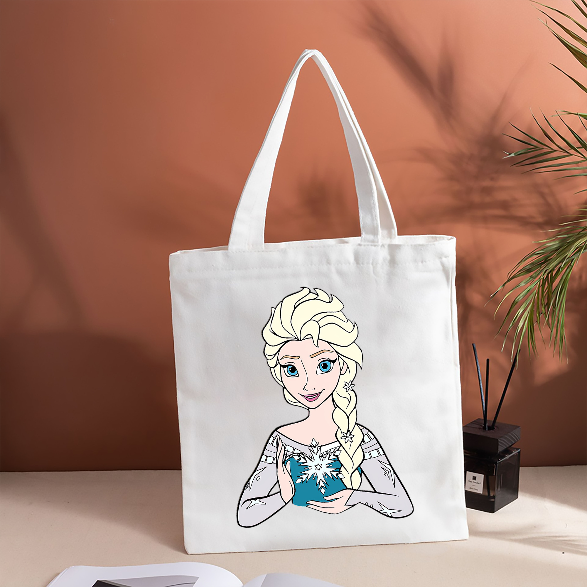 アナと雪の女王 アンナ エルサ Frozen Anna Elsa 縦型キャンバス生地手提げバッグ　トートバッグ