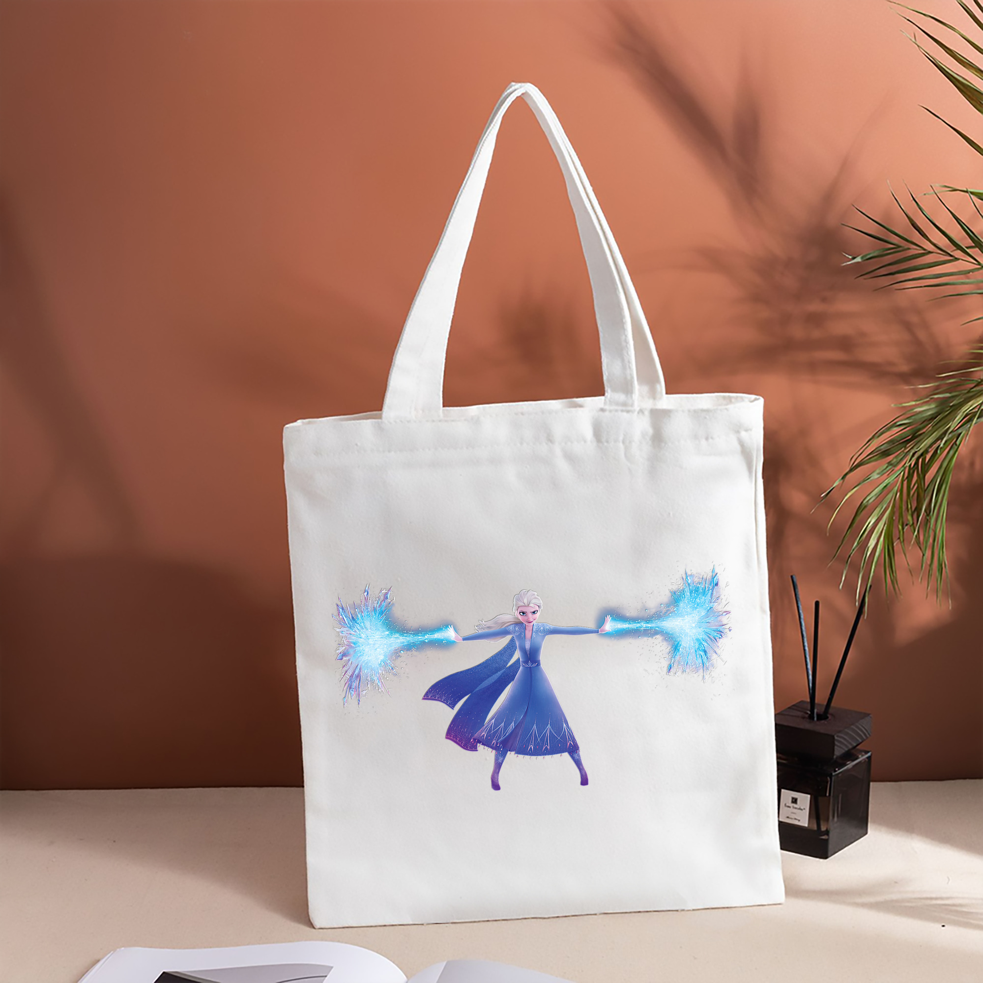 アナと雪の女王 アンナ エルサ Frozen Anna Elsa 縦型キャンバス生地手提げバッグ　トートバッグ