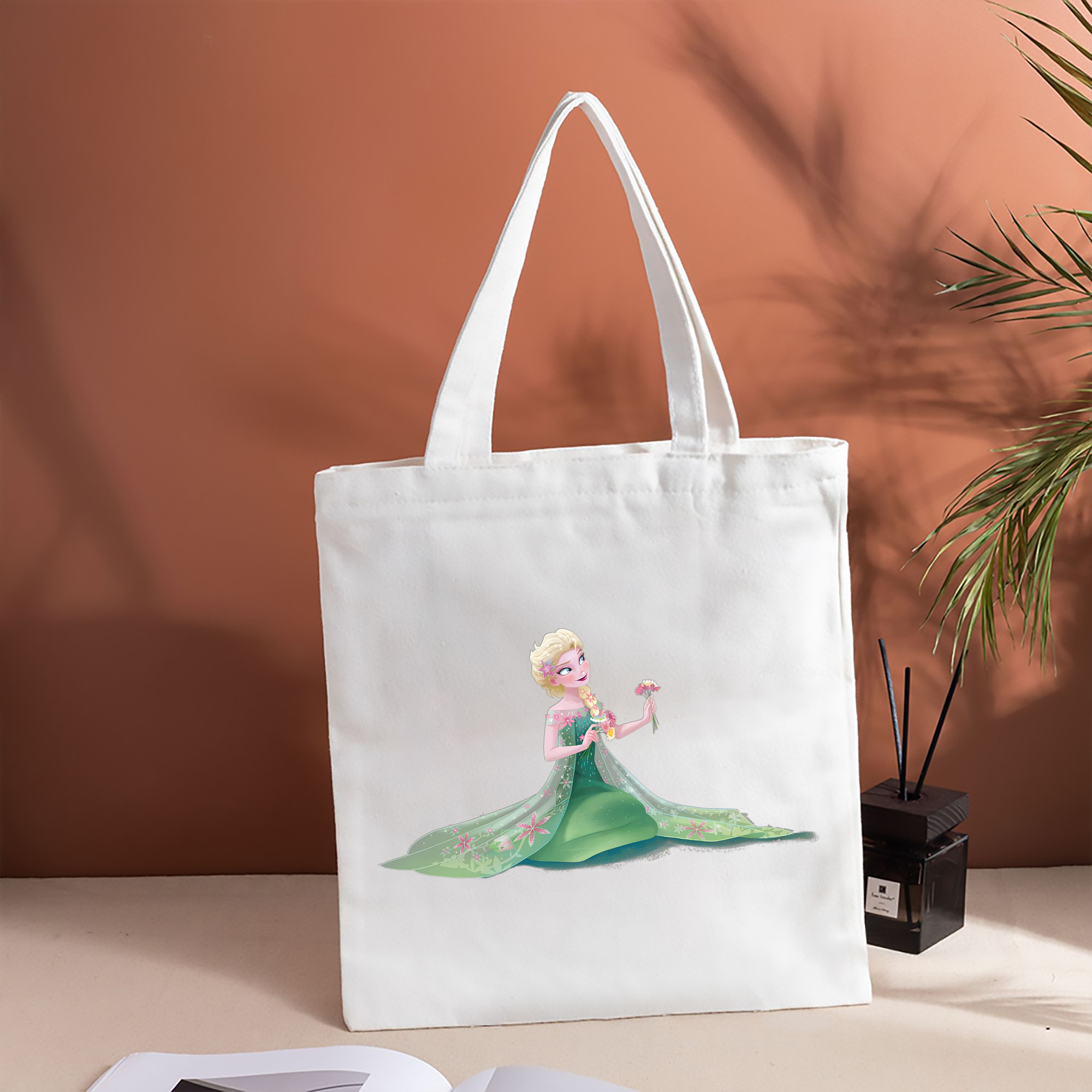 アナと雪の女王 アンナ エルサ Frozen Anna Elsa 縦型キャンバス生地手提げバッグ　トートバッグ