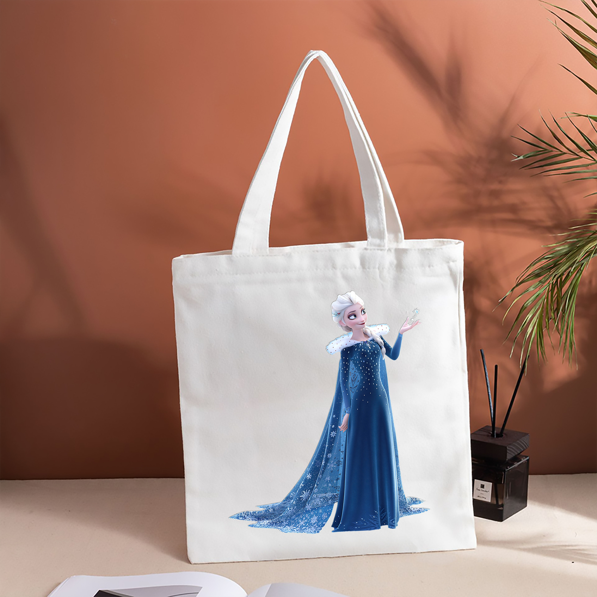 アナと雪の女王 アンナ エルサ Frozen Anna Elsa 縦型キャンバス生地手提げバッグ　トートバッグ